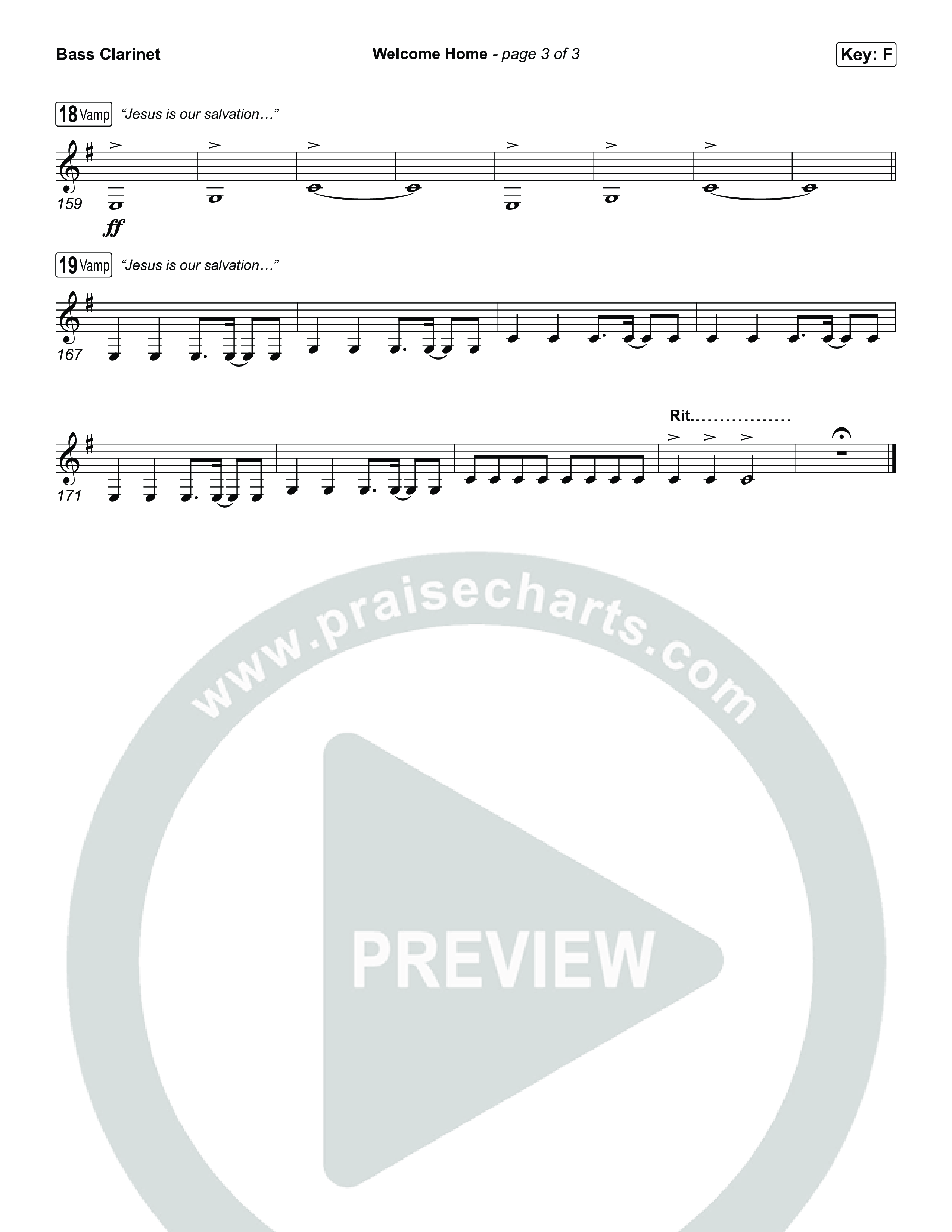 Welcome Home Bass Clarinet (ELEVATION RHYTHM / SEU Worship)