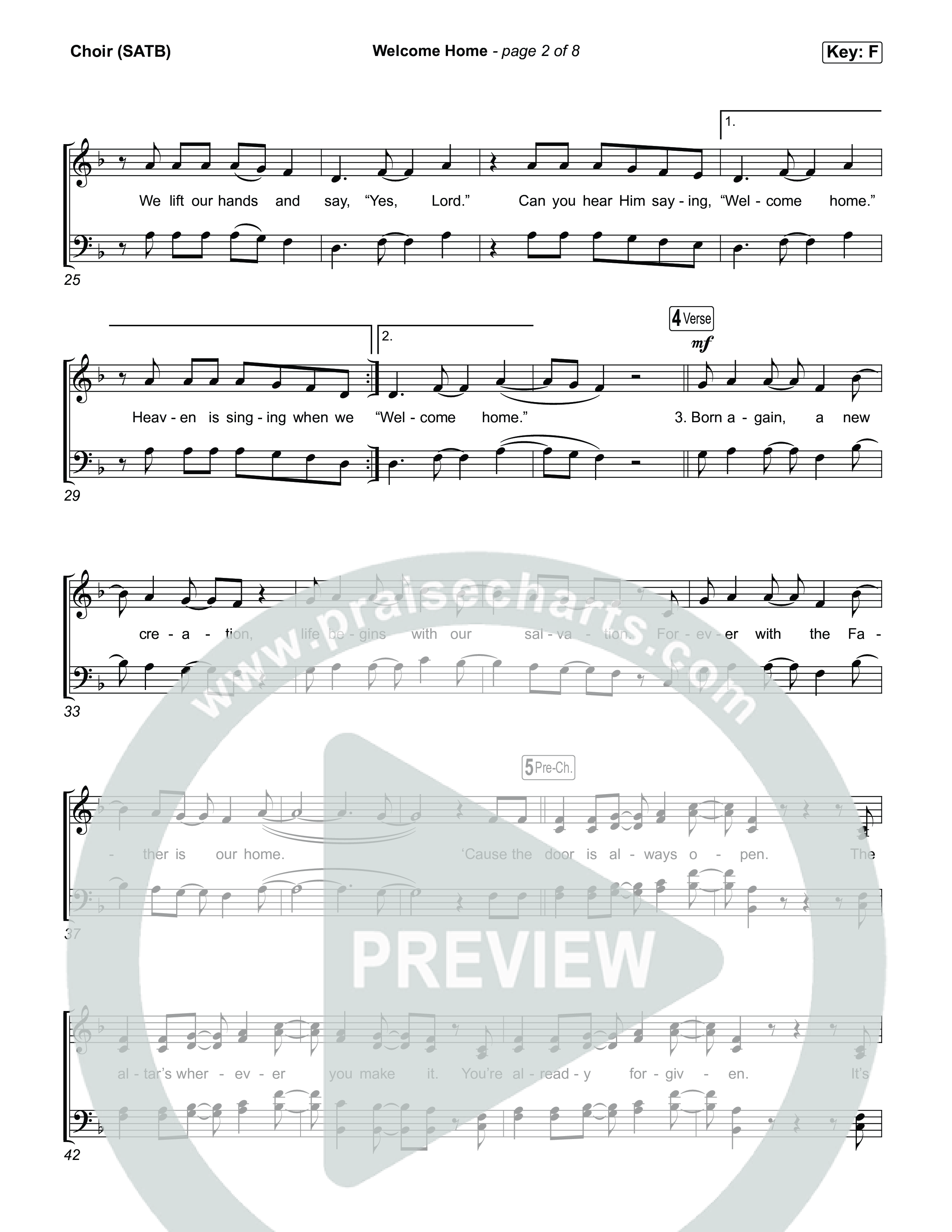 Welcome Home Choir Sheet (SATB) (ELEVATION RHYTHM / SEU Worship)