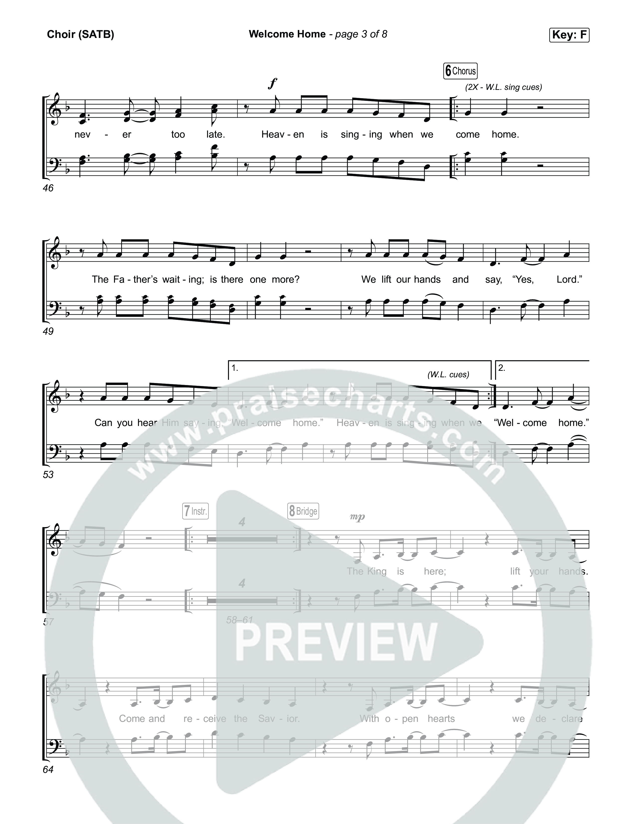 Welcome Home Choir Sheet (SATB) (ELEVATION RHYTHM / SEU Worship)