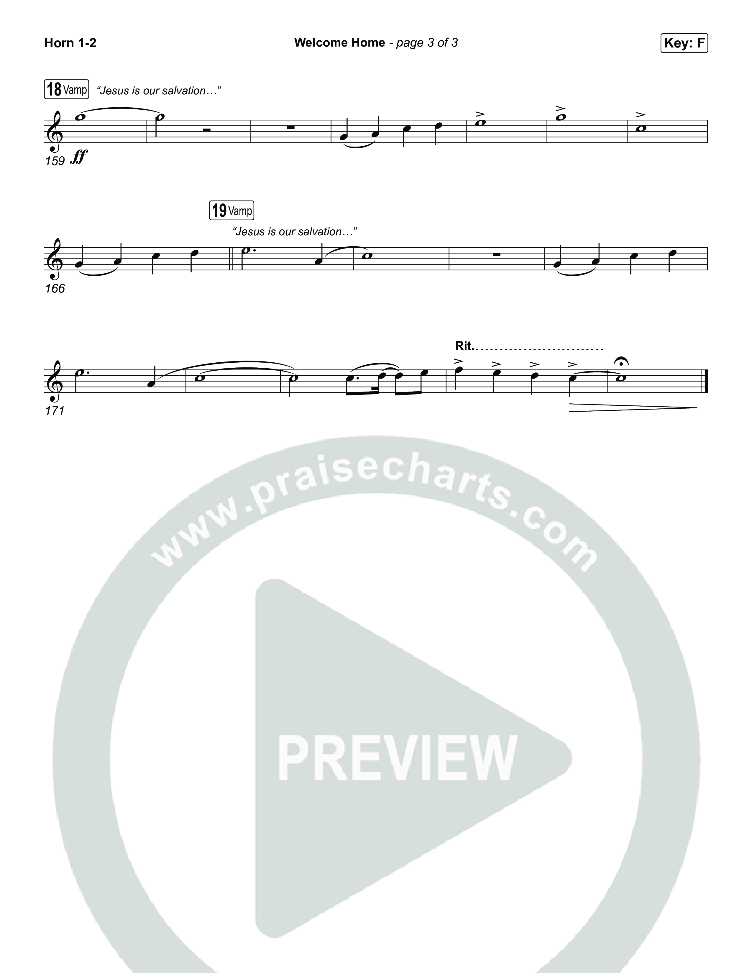 Welcome Home French Horn 1,2 (ELEVATION RHYTHM / SEU Worship)