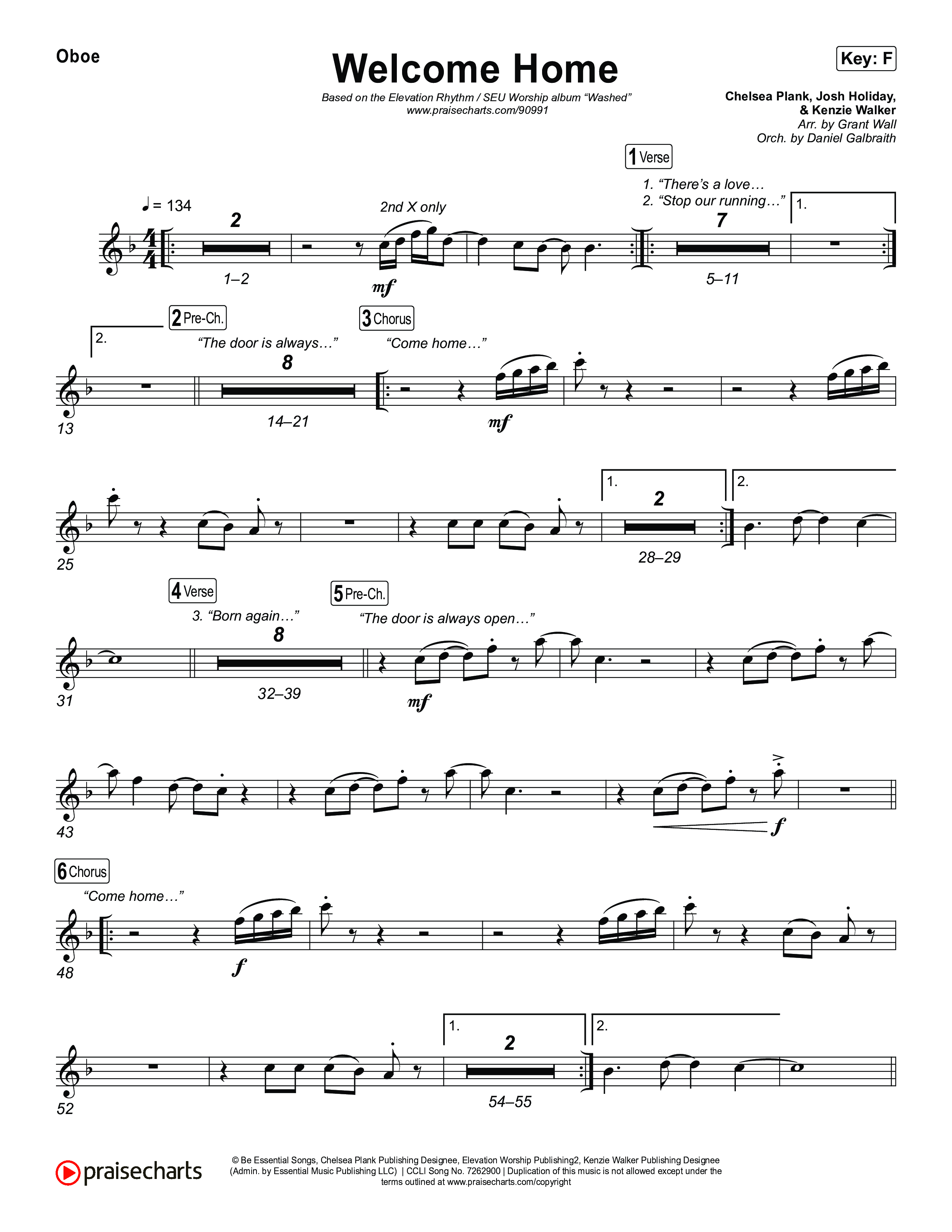 Welcome Home Oboe (ELEVATION RHYTHM / SEU Worship)