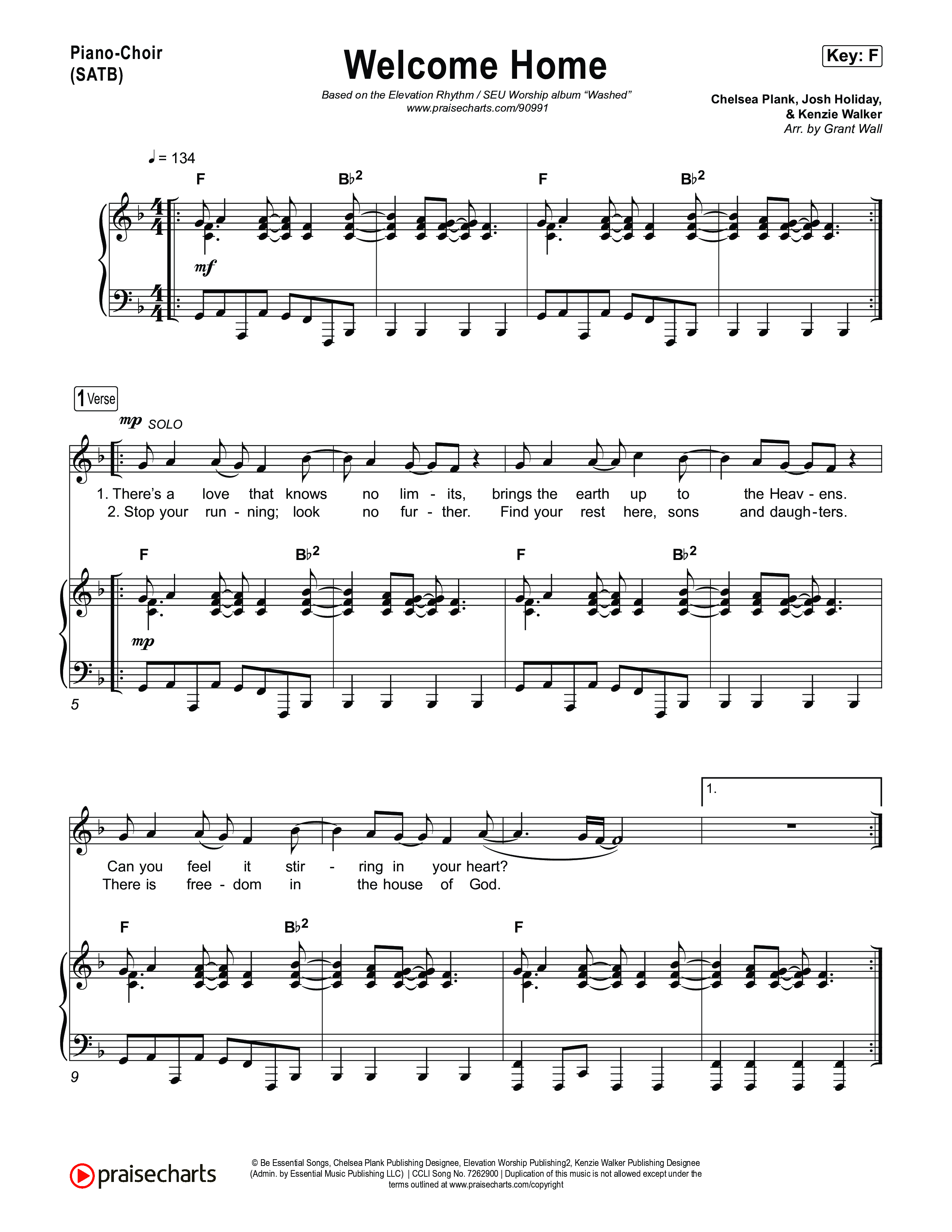 Welcome Home Piano/Vocal Pack (ELEVATION RHYTHM / SEU Worship)