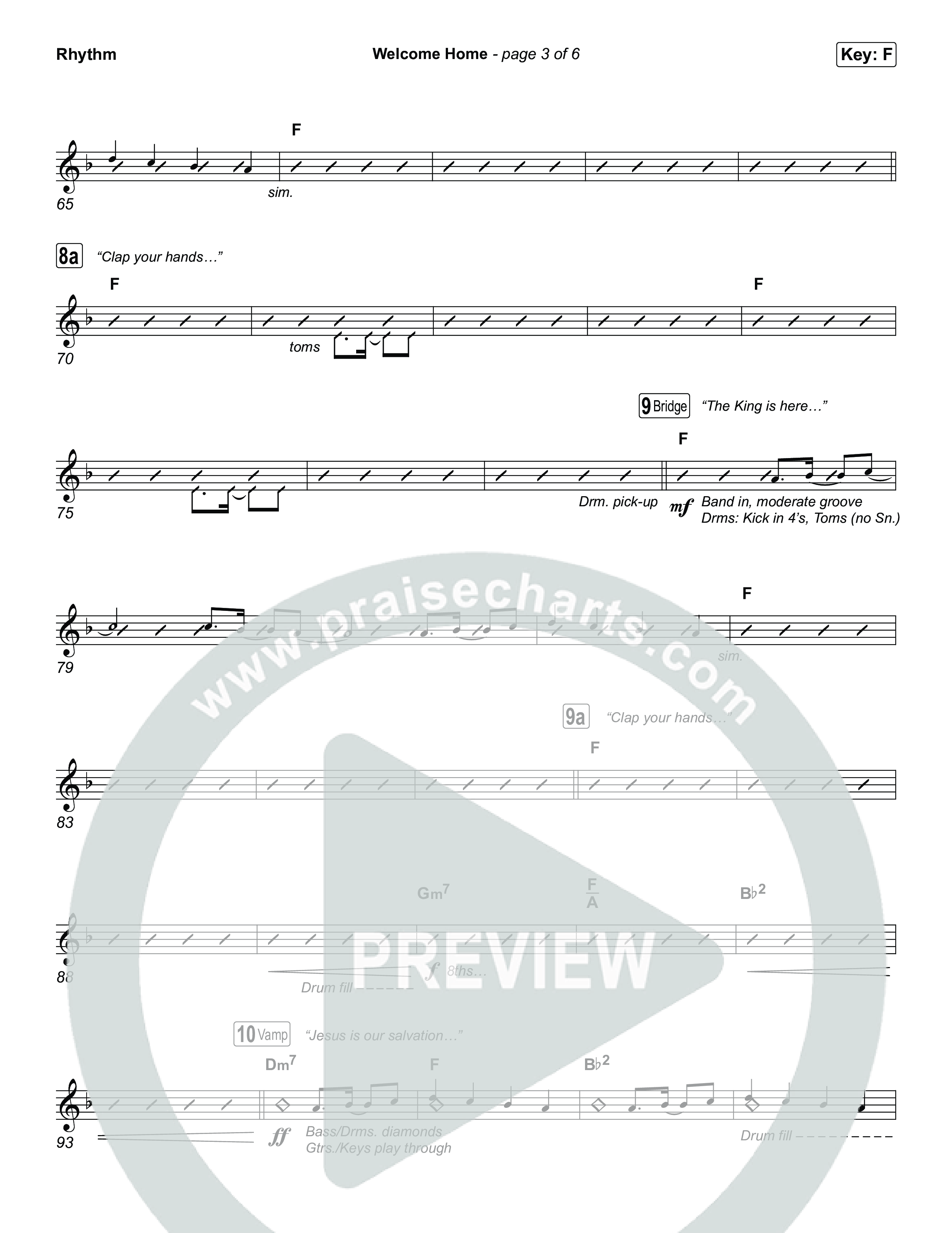 Welcome Home Rhythm Chart (ELEVATION RHYTHM / SEU Worship)