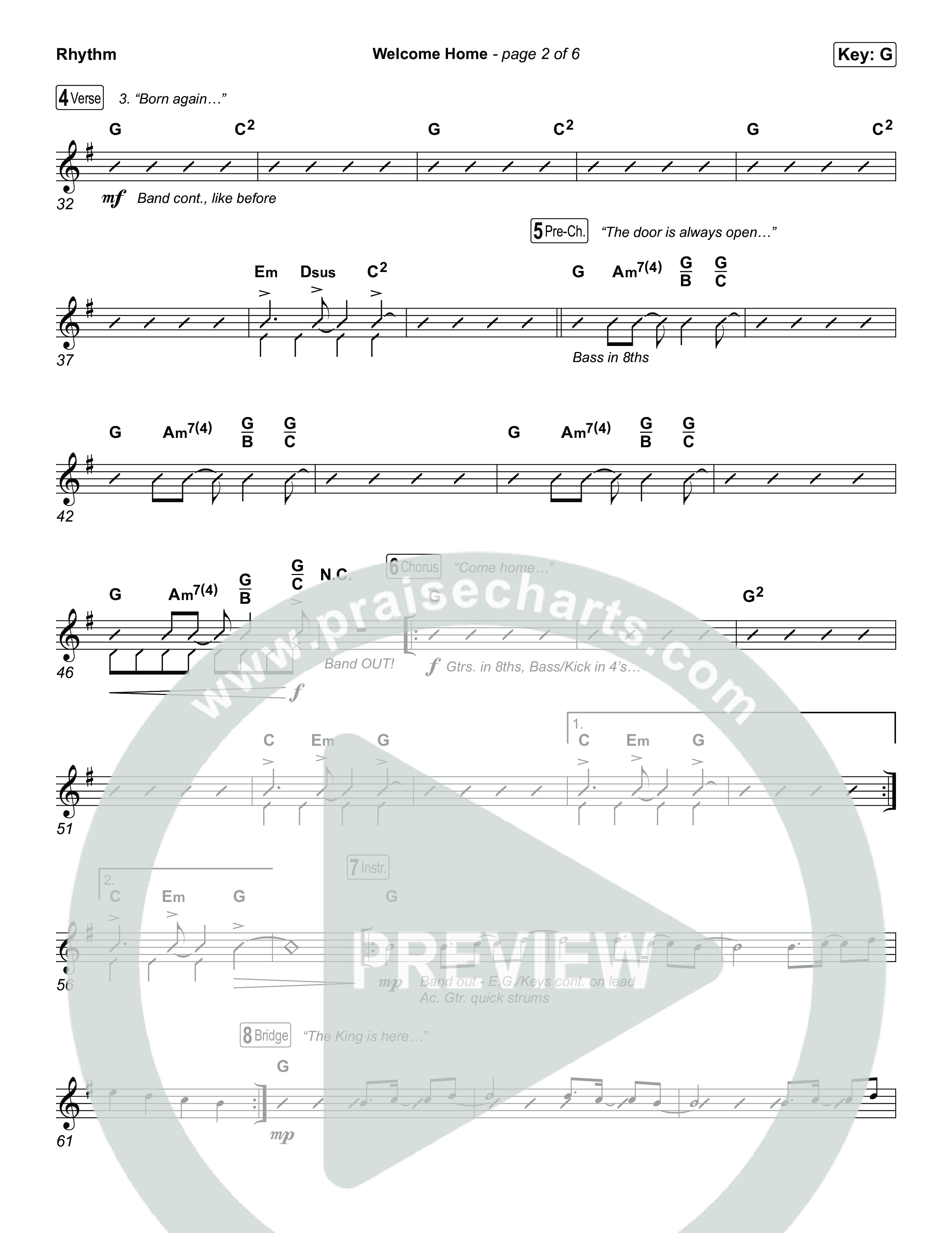 Welcome Home Rhythm Chart (ELEVATION RHYTHM / SEU Worship)