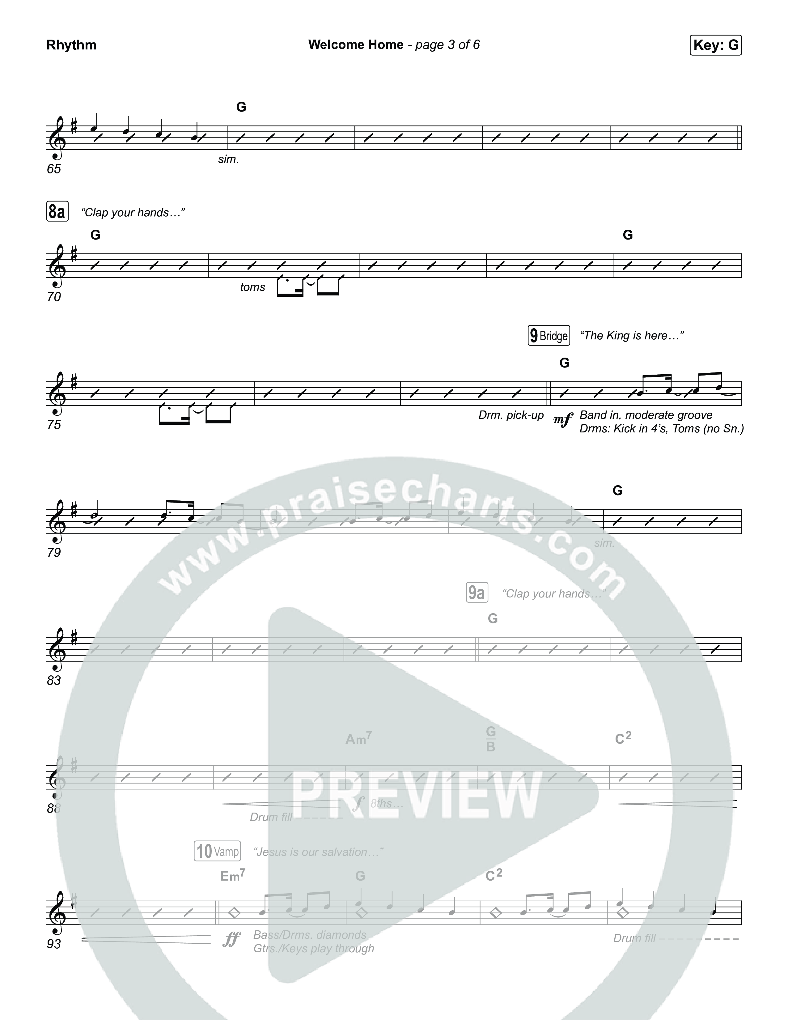 Welcome Home Rhythm Chart (ELEVATION RHYTHM / SEU Worship)