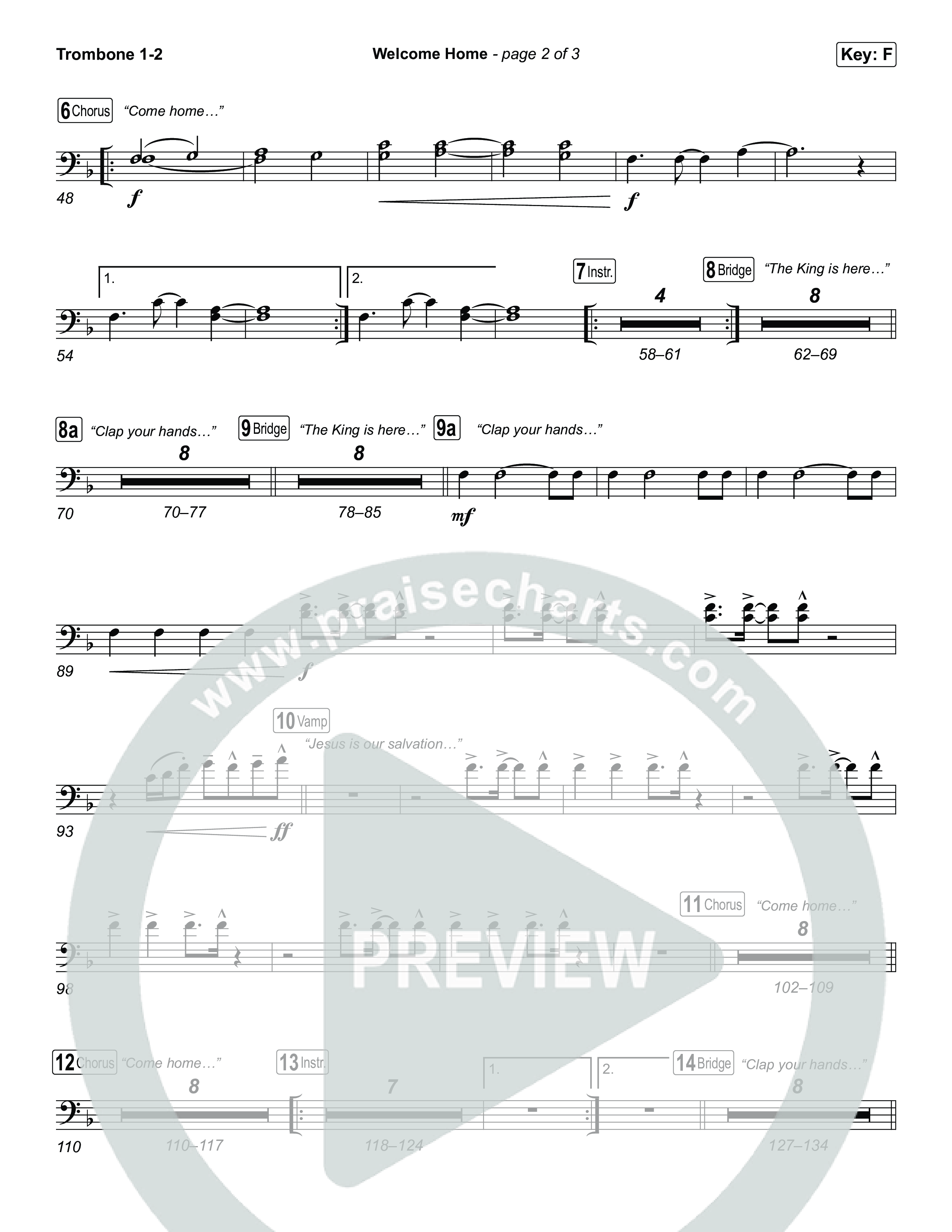 Welcome Home Trombone 1,2 (ELEVATION RHYTHM / SEU Worship)