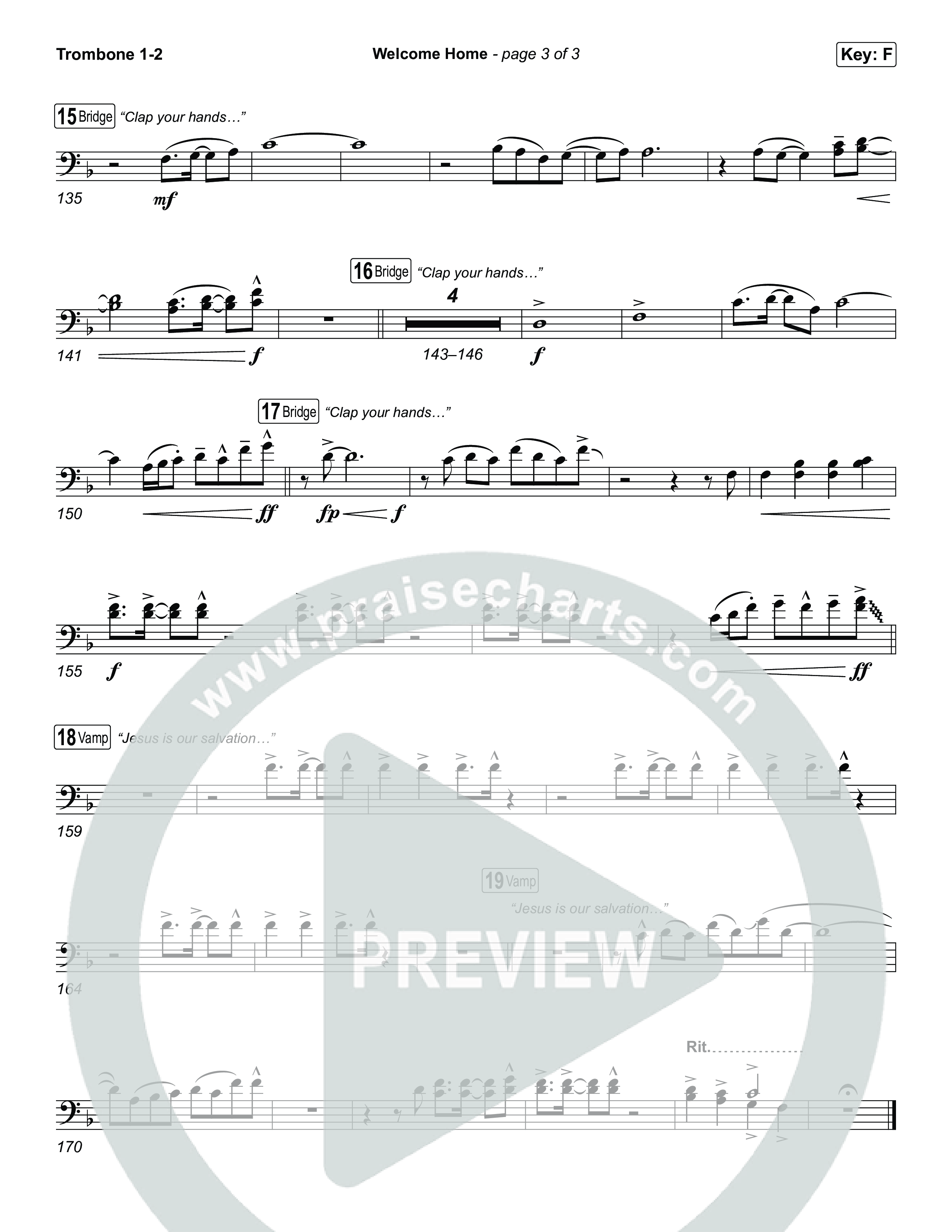 Welcome Home Trombone 1,2 (ELEVATION RHYTHM / SEU Worship)