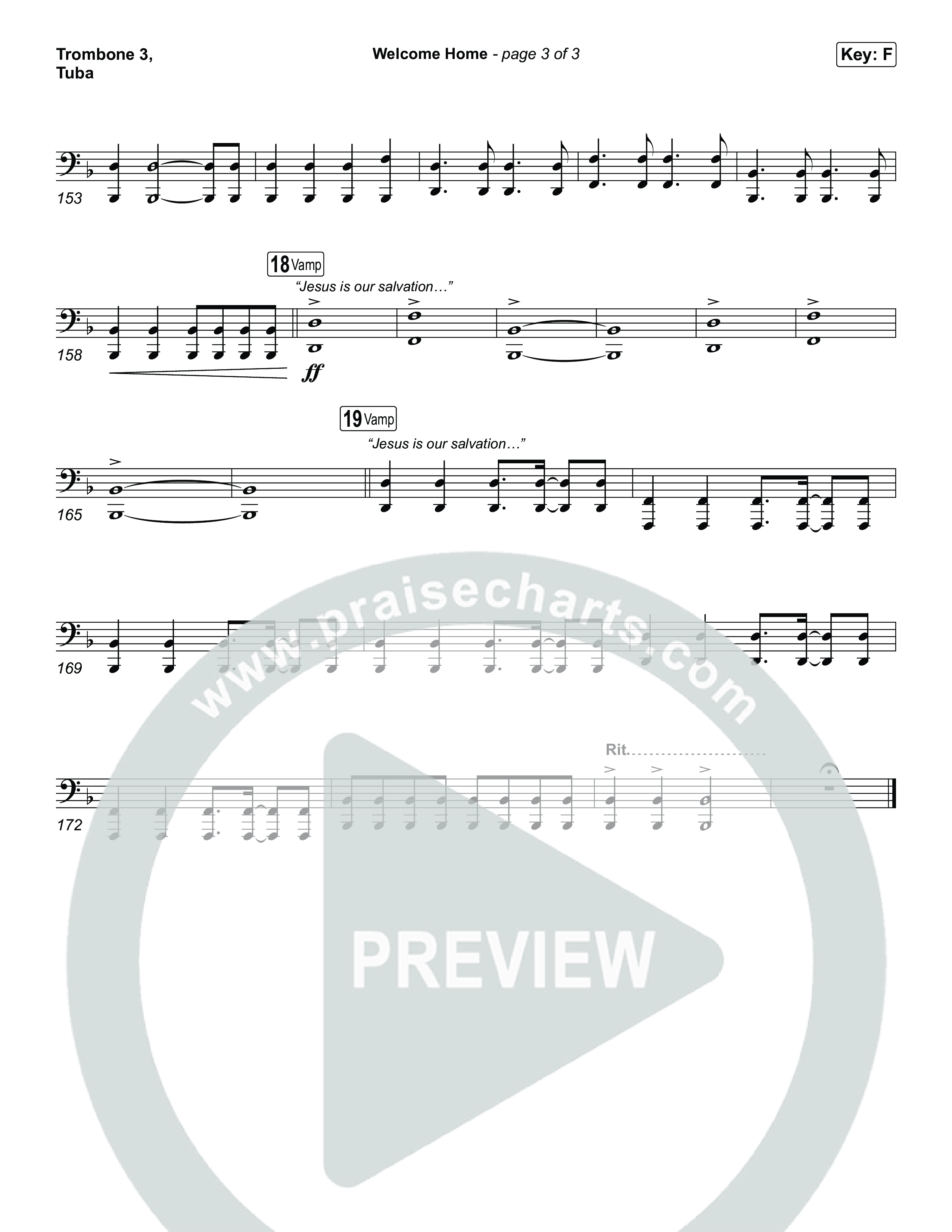 Welcome Home Trombone 3/Tuba (ELEVATION RHYTHM / SEU Worship)