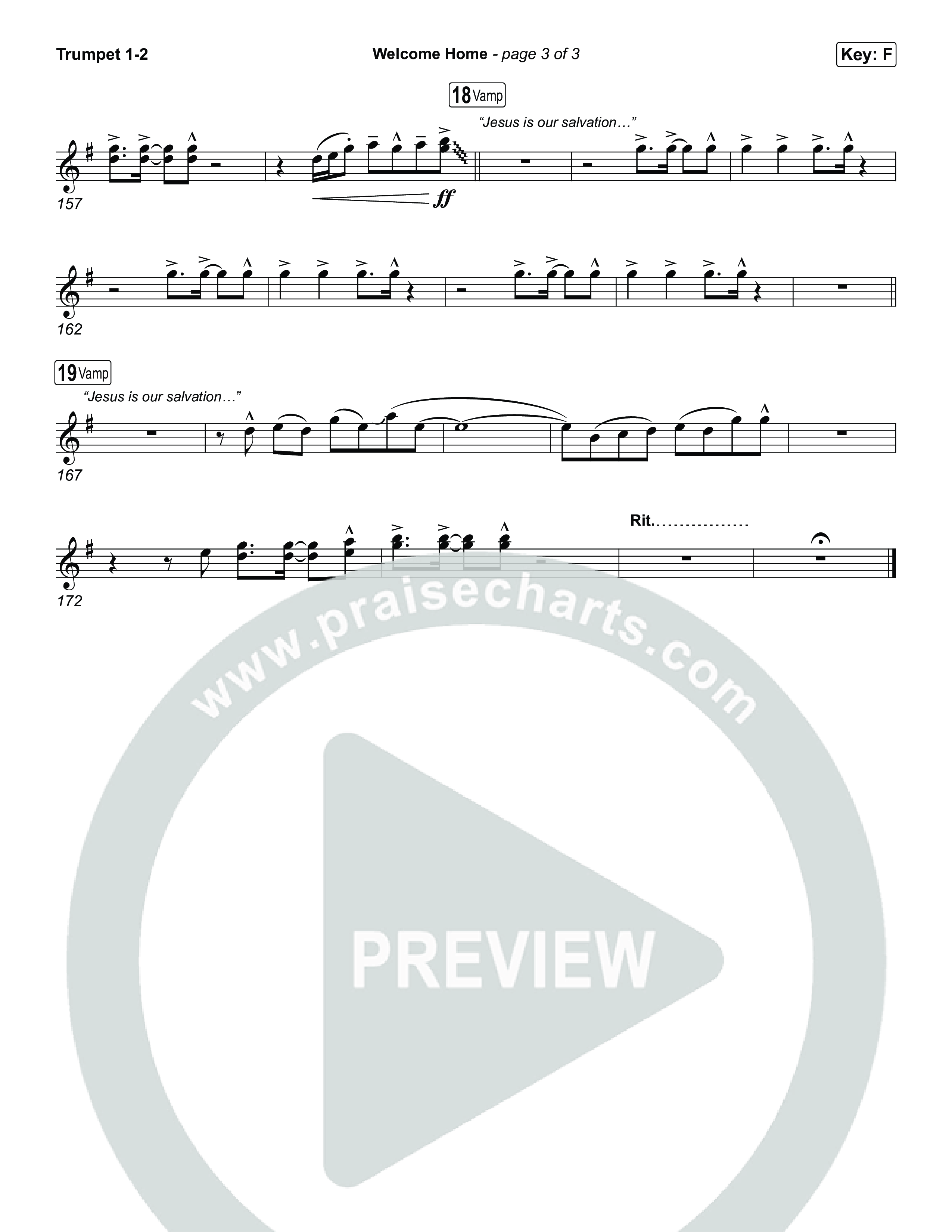 Welcome Home Trumpet 1,2 (ELEVATION RHYTHM / SEU Worship)