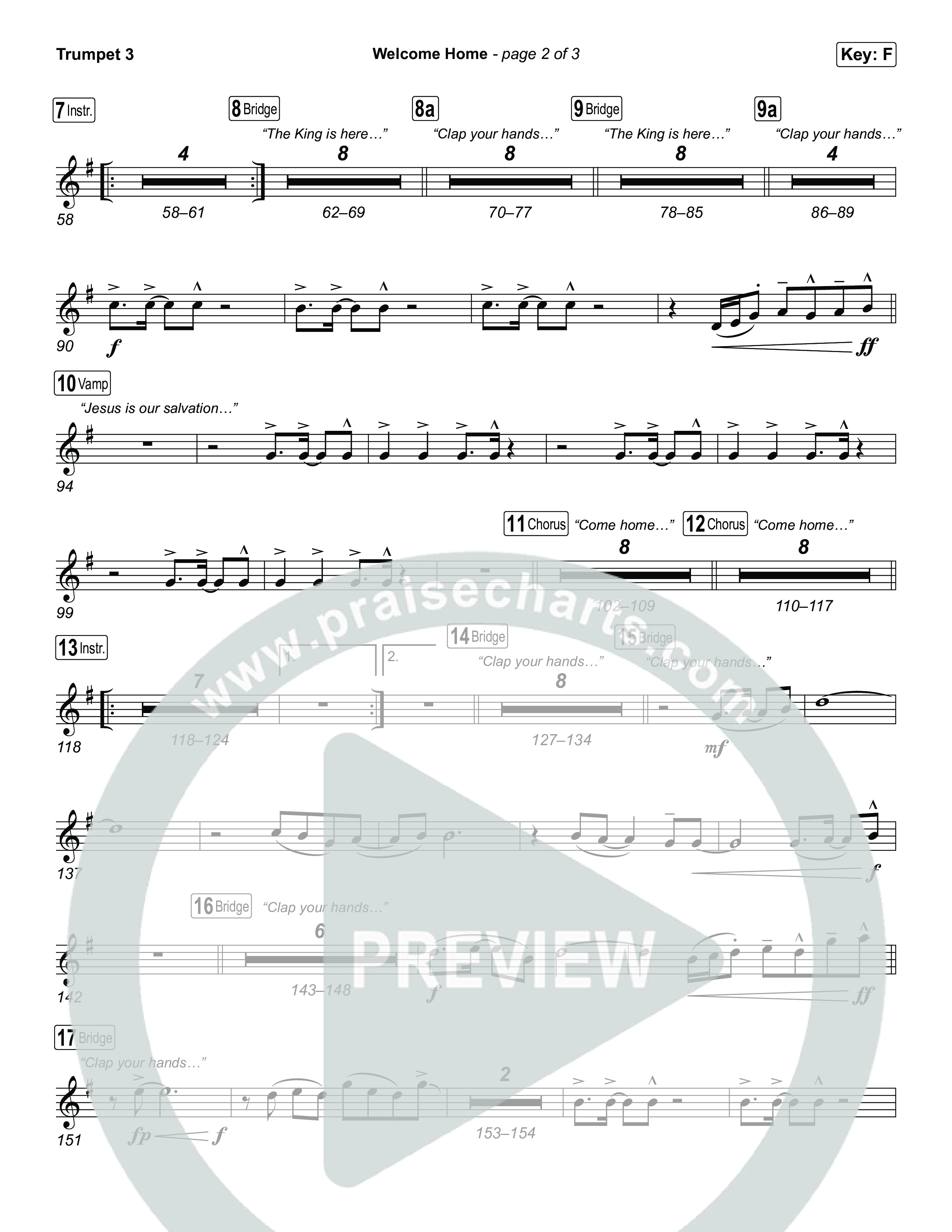 Welcome Home Trumpet 3 (ELEVATION RHYTHM / SEU Worship)