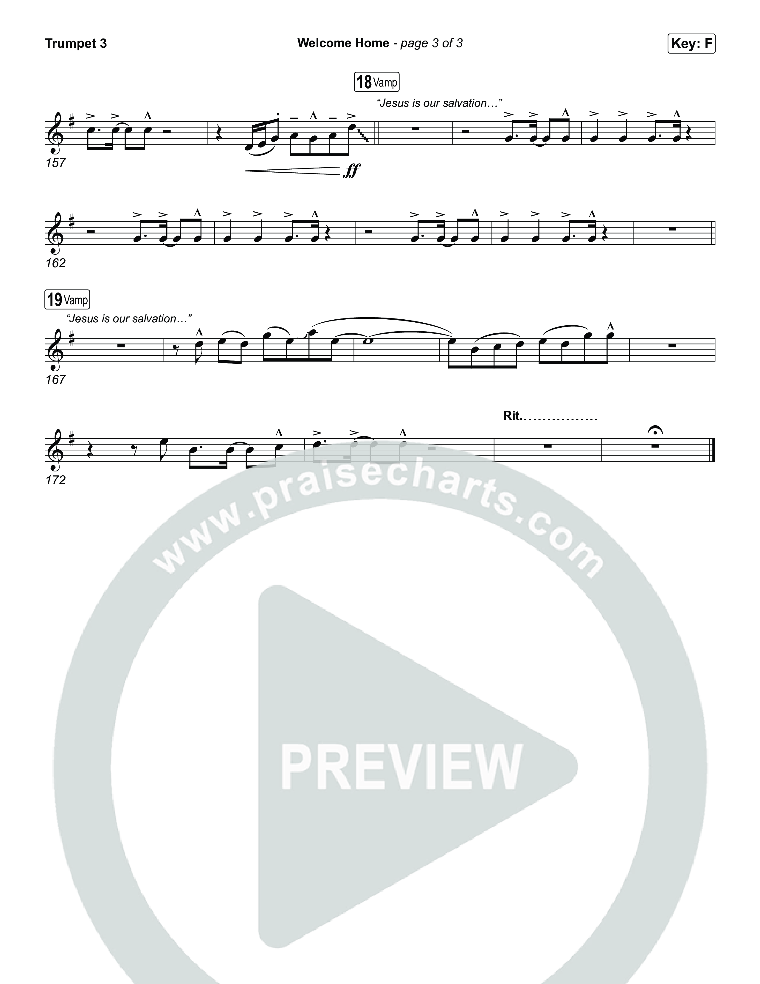 Welcome Home Trumpet 3 (ELEVATION RHYTHM / SEU Worship)