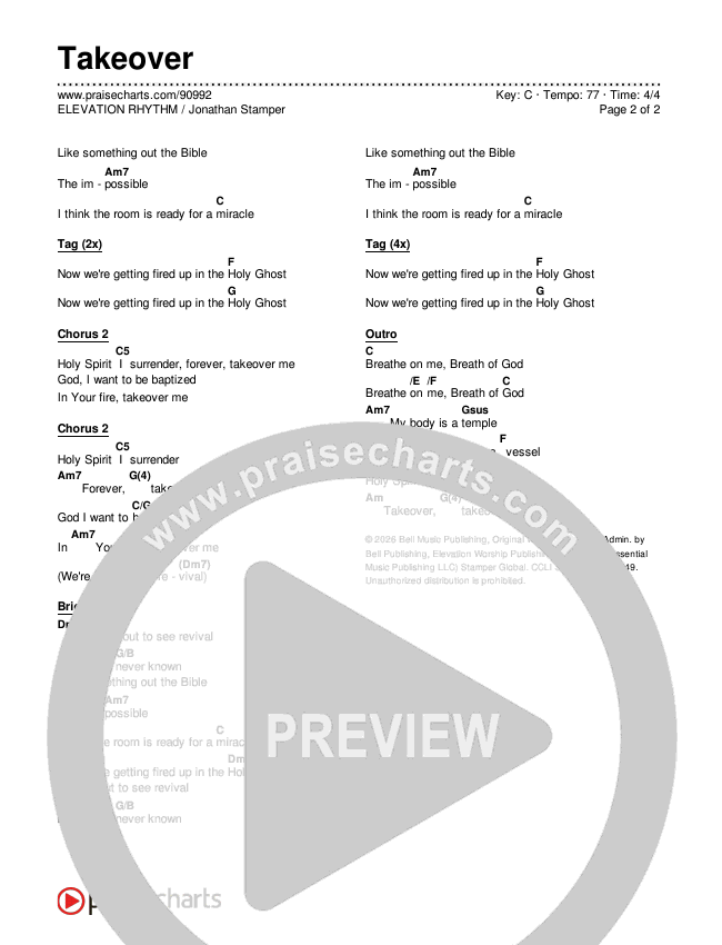 Takeover Chords & Lyrics (ELEVATION RHYTHM / Jonathan Stamper)