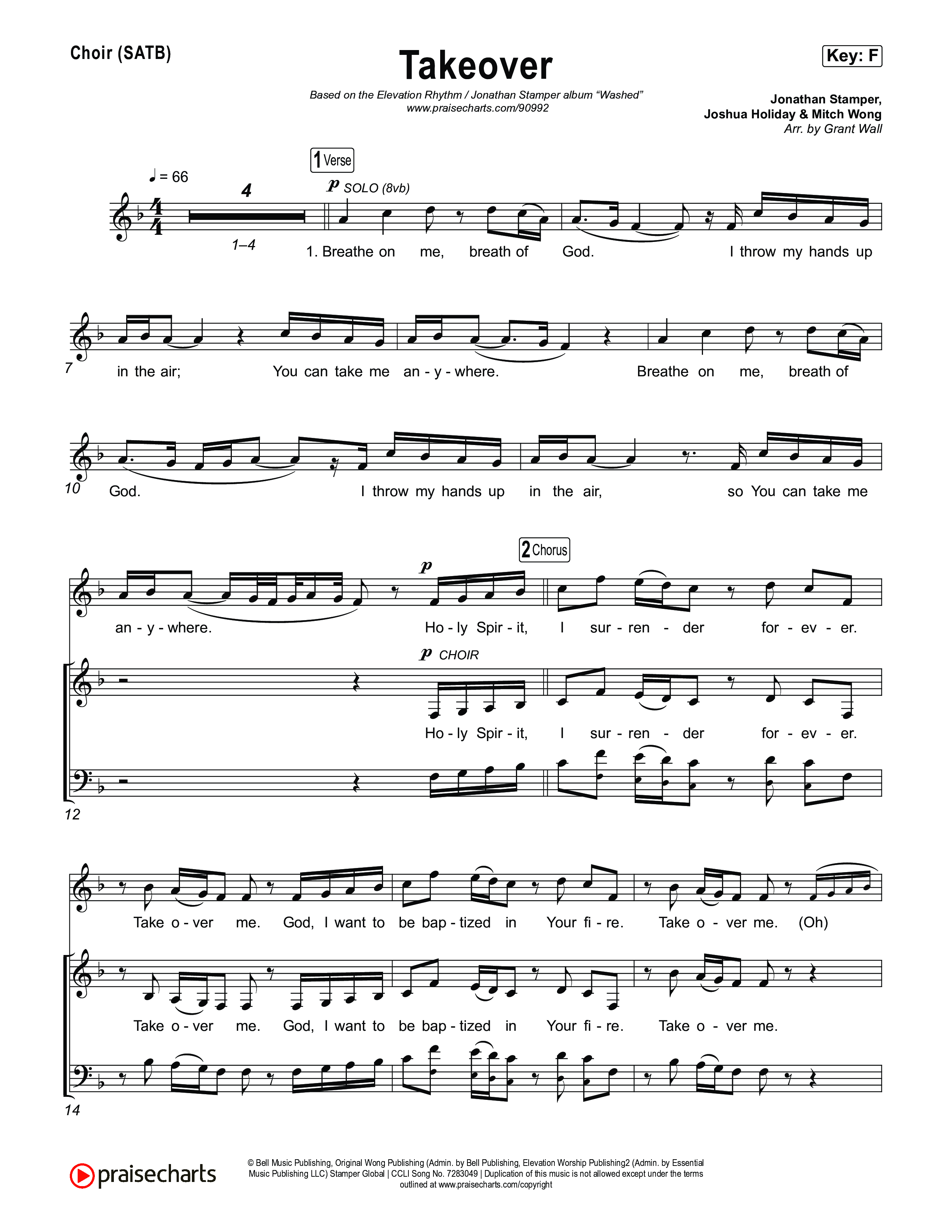 Takeover Choir Sheet (SATB) (ELEVATION RHYTHM / Jonathan Stamper)