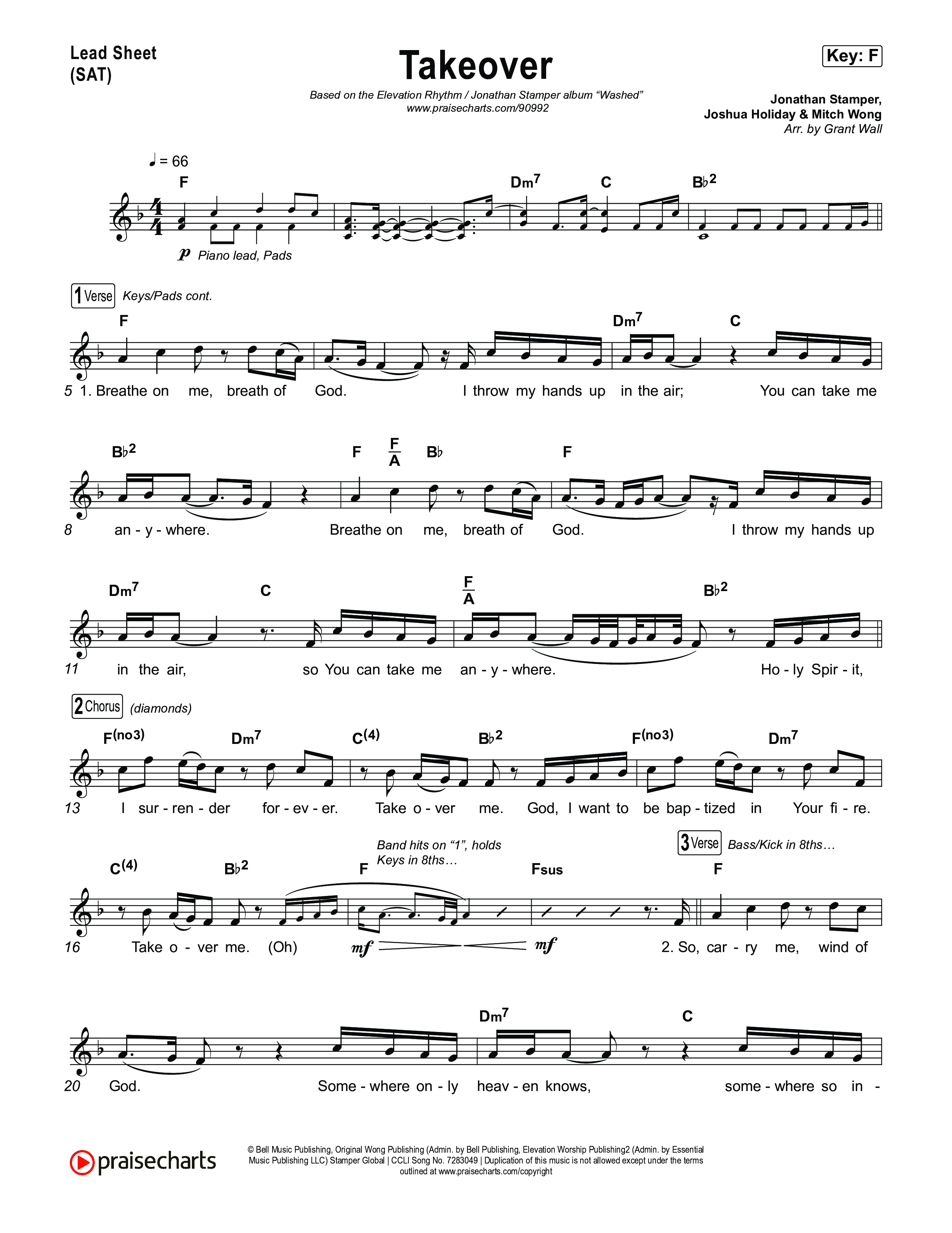Takeover Lead Sheet (SAT) (ELEVATION RHYTHM / Jonathan Stamper)