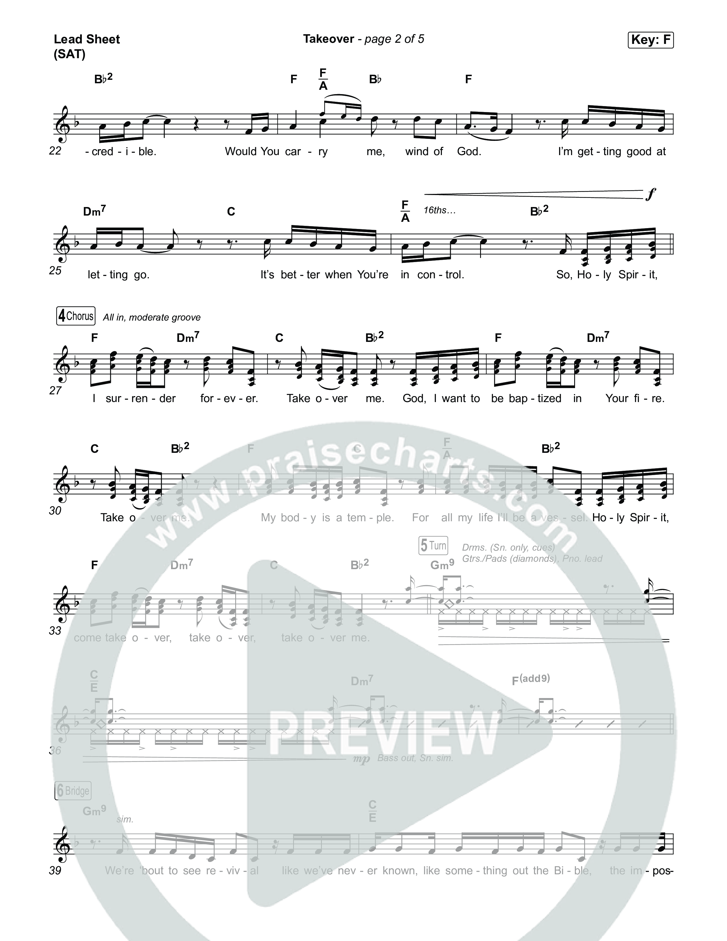 Takeover Lead Sheet (SAT) (ELEVATION RHYTHM / Jonathan Stamper)