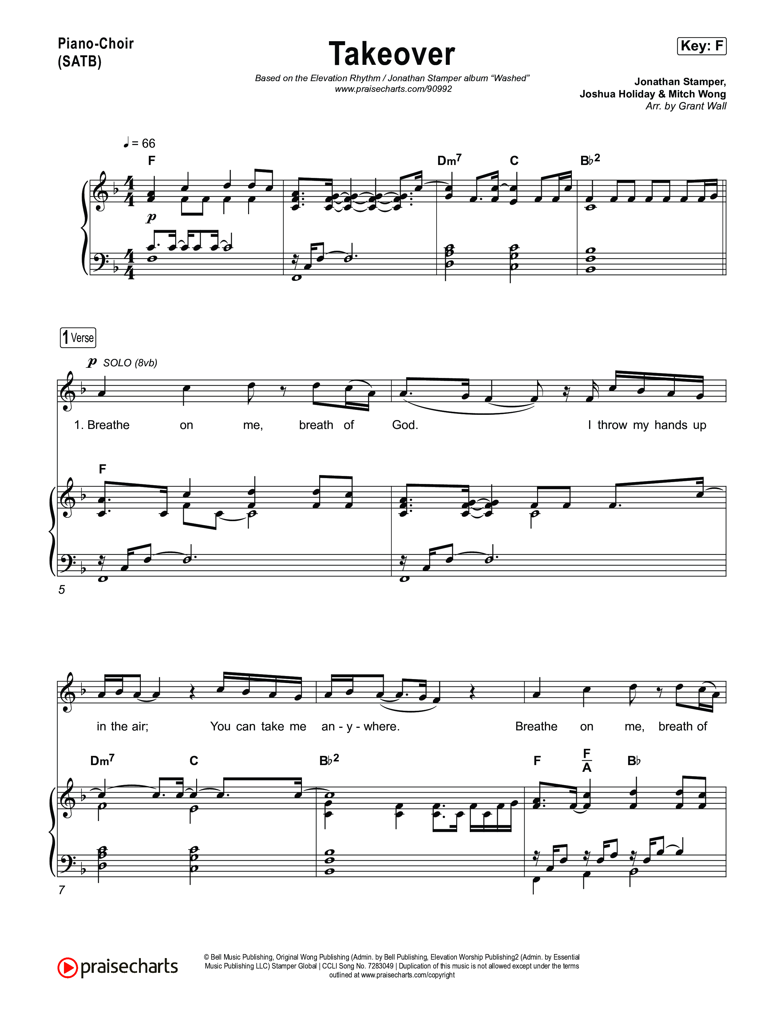 Takeover Piano/Vocal (SATB) (ELEVATION RHYTHM / Jonathan Stamper)