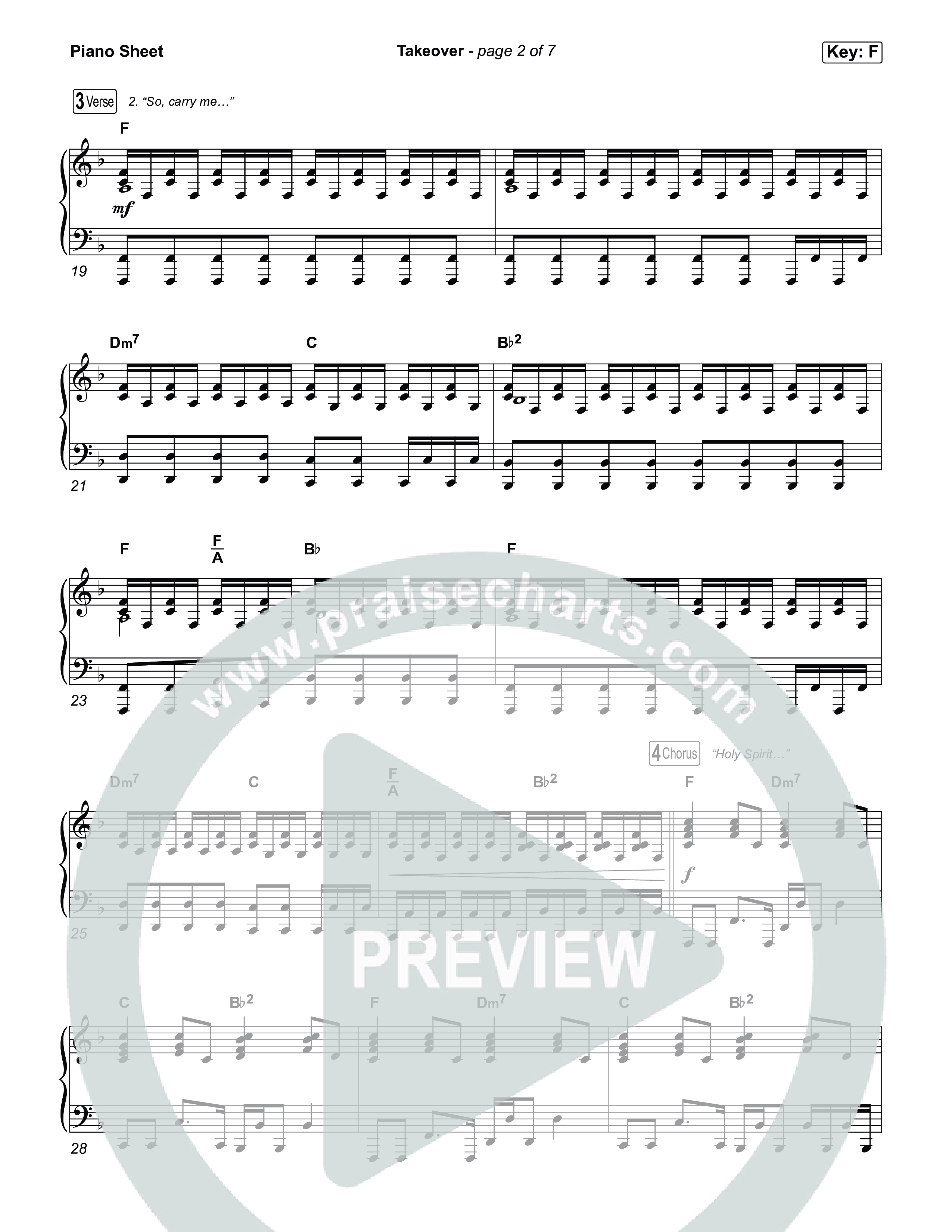 Takeover Piano Sheet (ELEVATION RHYTHM / Jonathan Stamper)