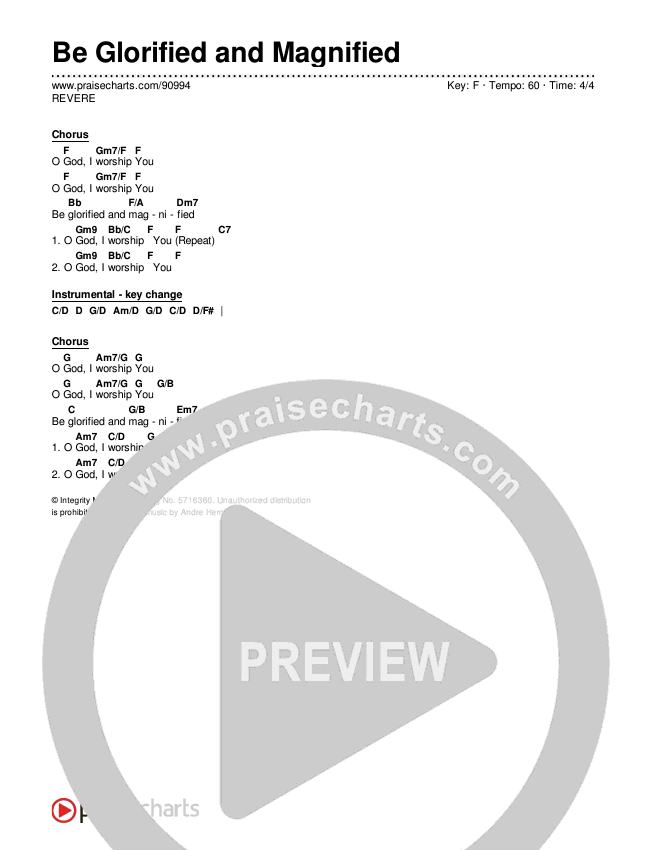 Be Glorified and Magnified Chord Chart (REVERE)