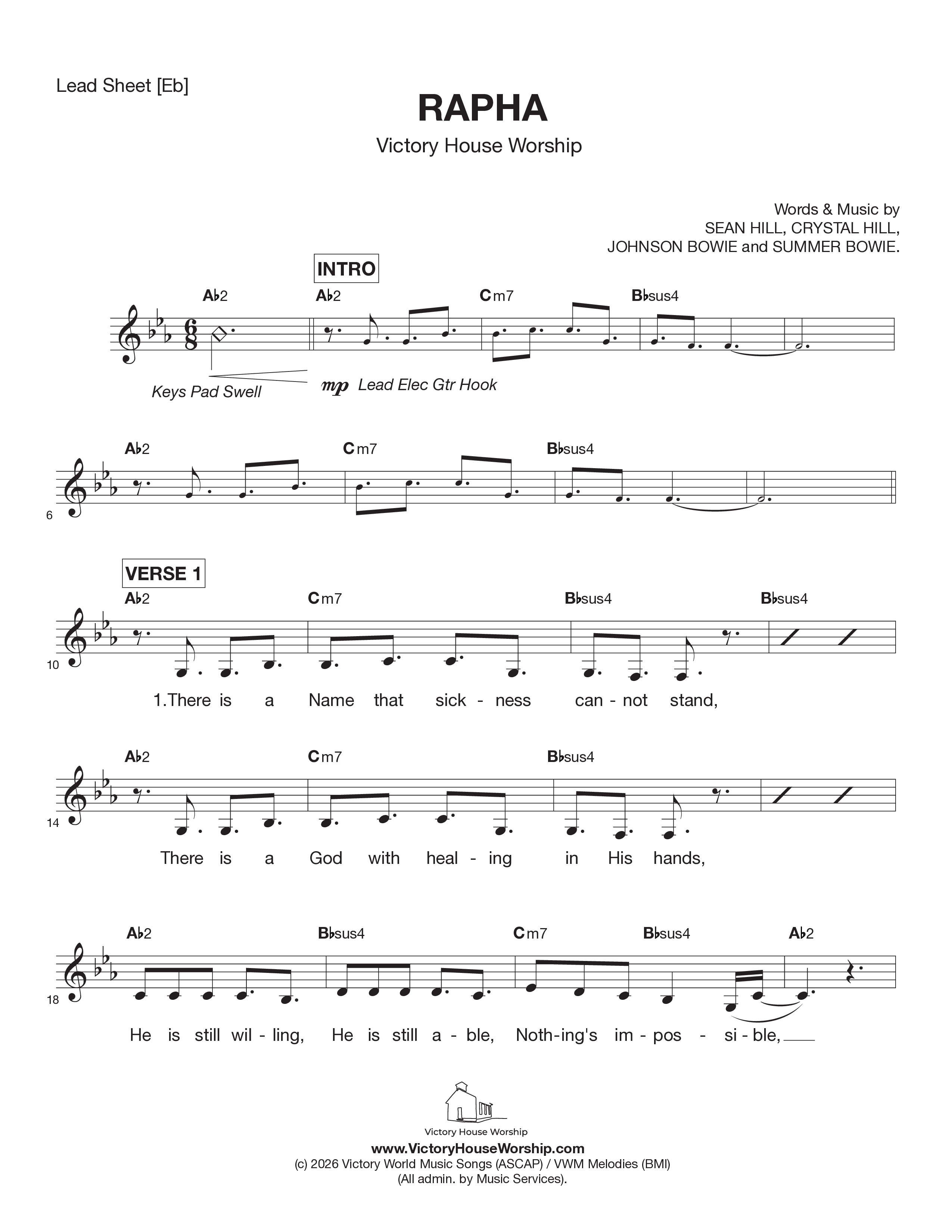Rapha Lead Sheet Melody (Victory House Worship)