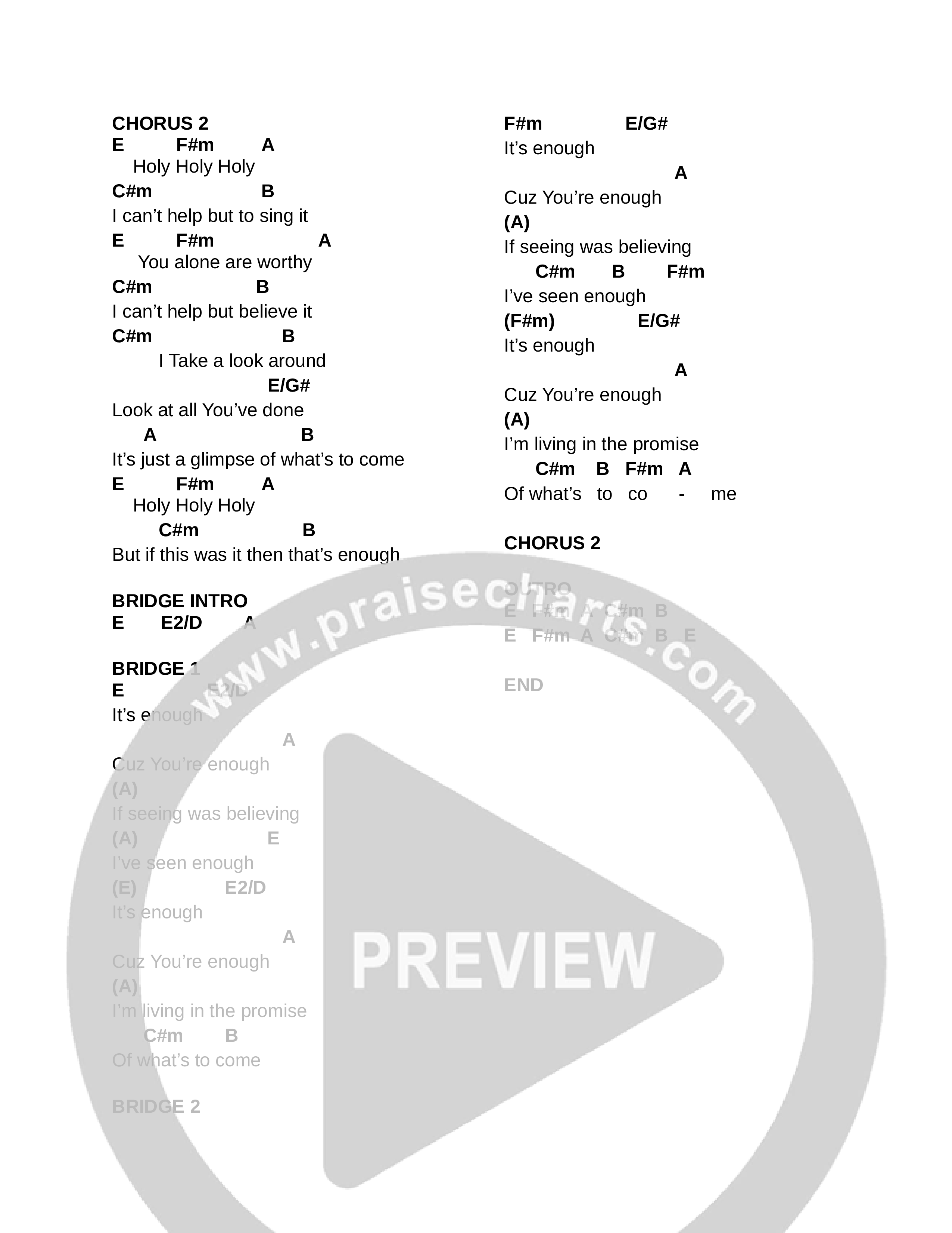 Enough (Live) Chord Chart (CCV Music)