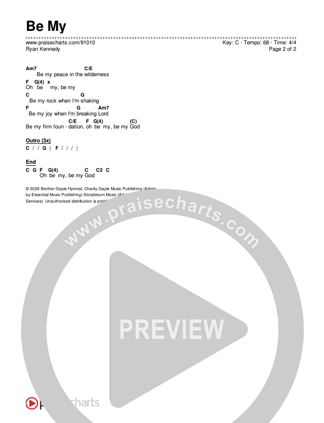 Be My Chords & Lyrics (Ryan Kennedy)