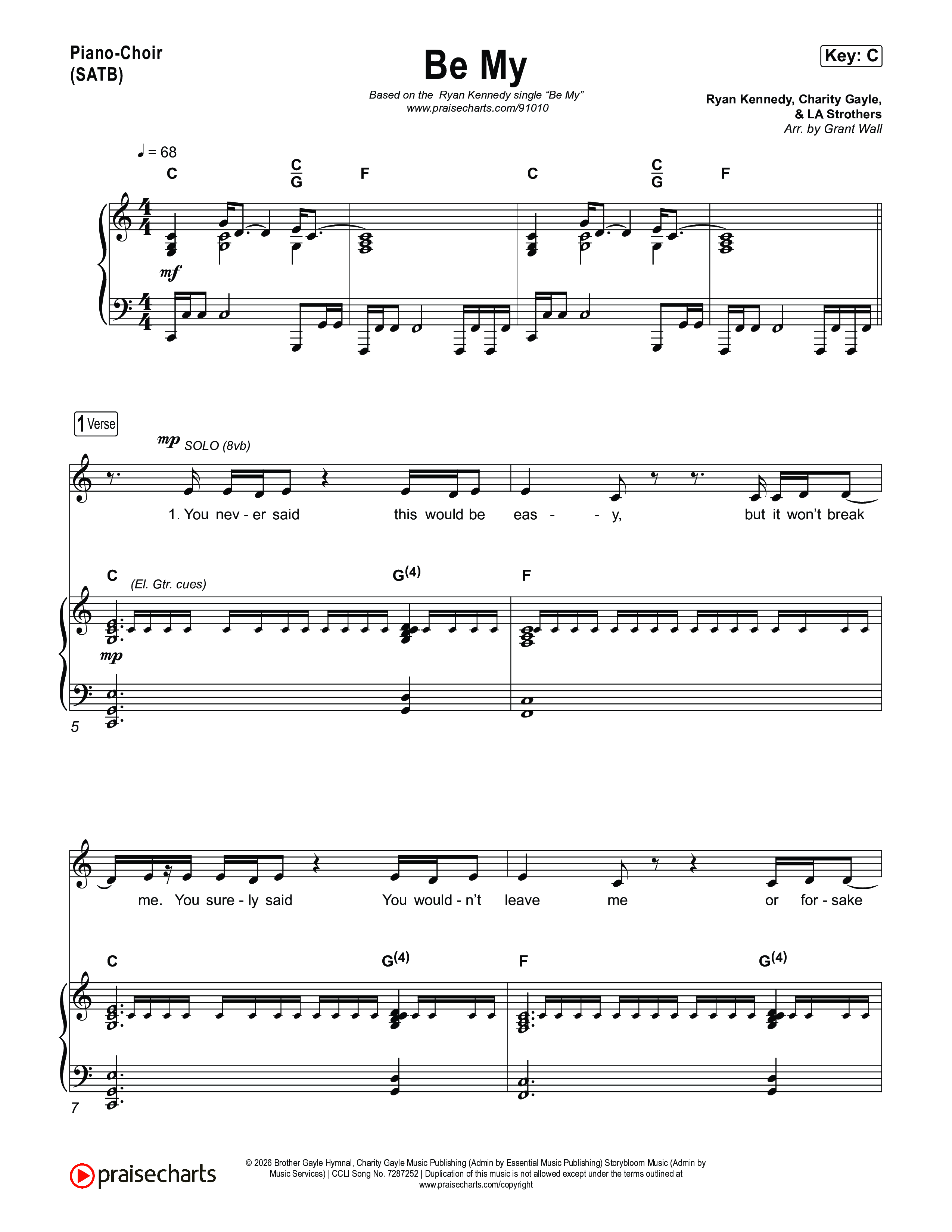 Be My Piano/Vocal (SATB) (Ryan Kennedy)