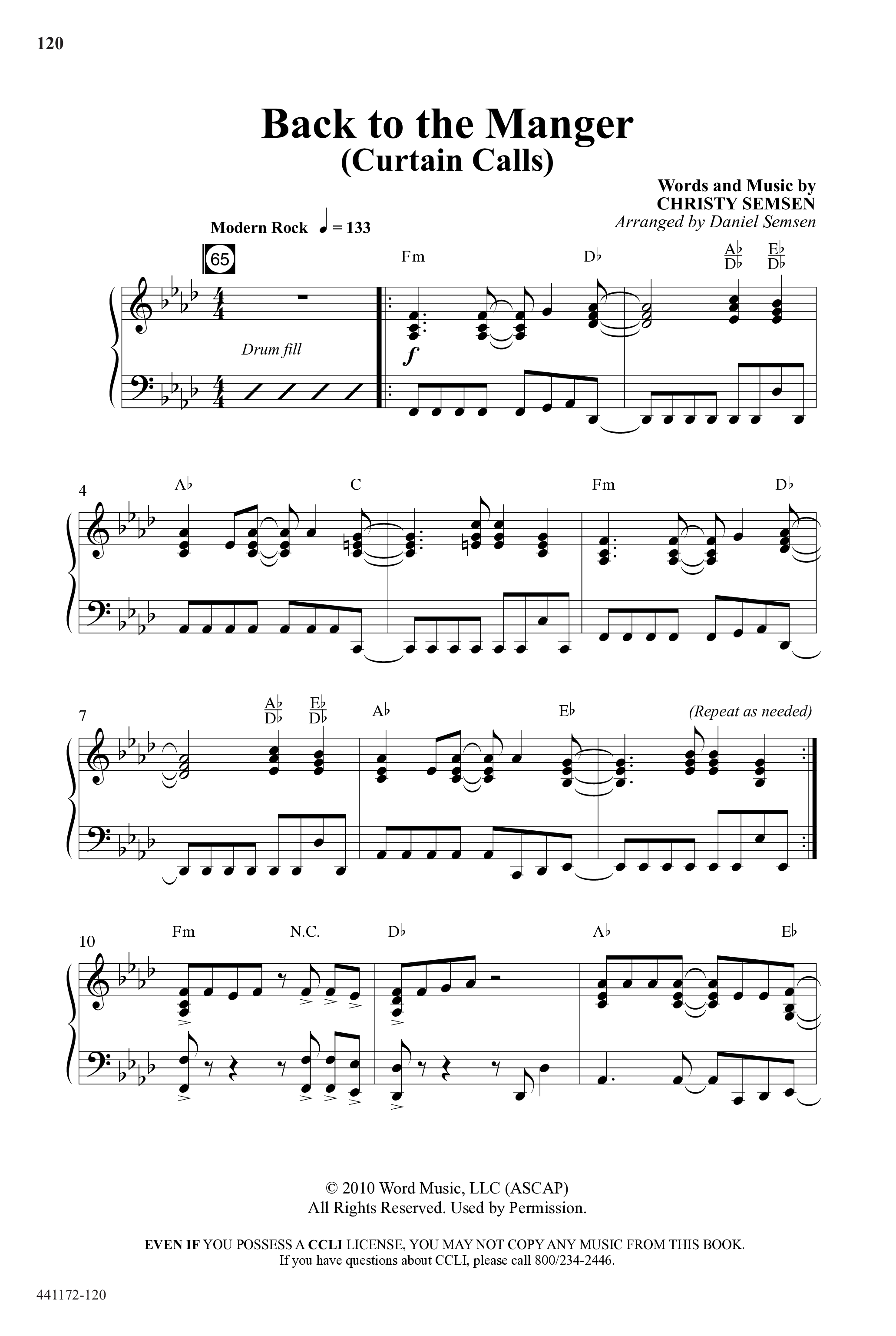 Back To The Manger (10 Song Choral Collection) Song 10 (Piano SATB) ()