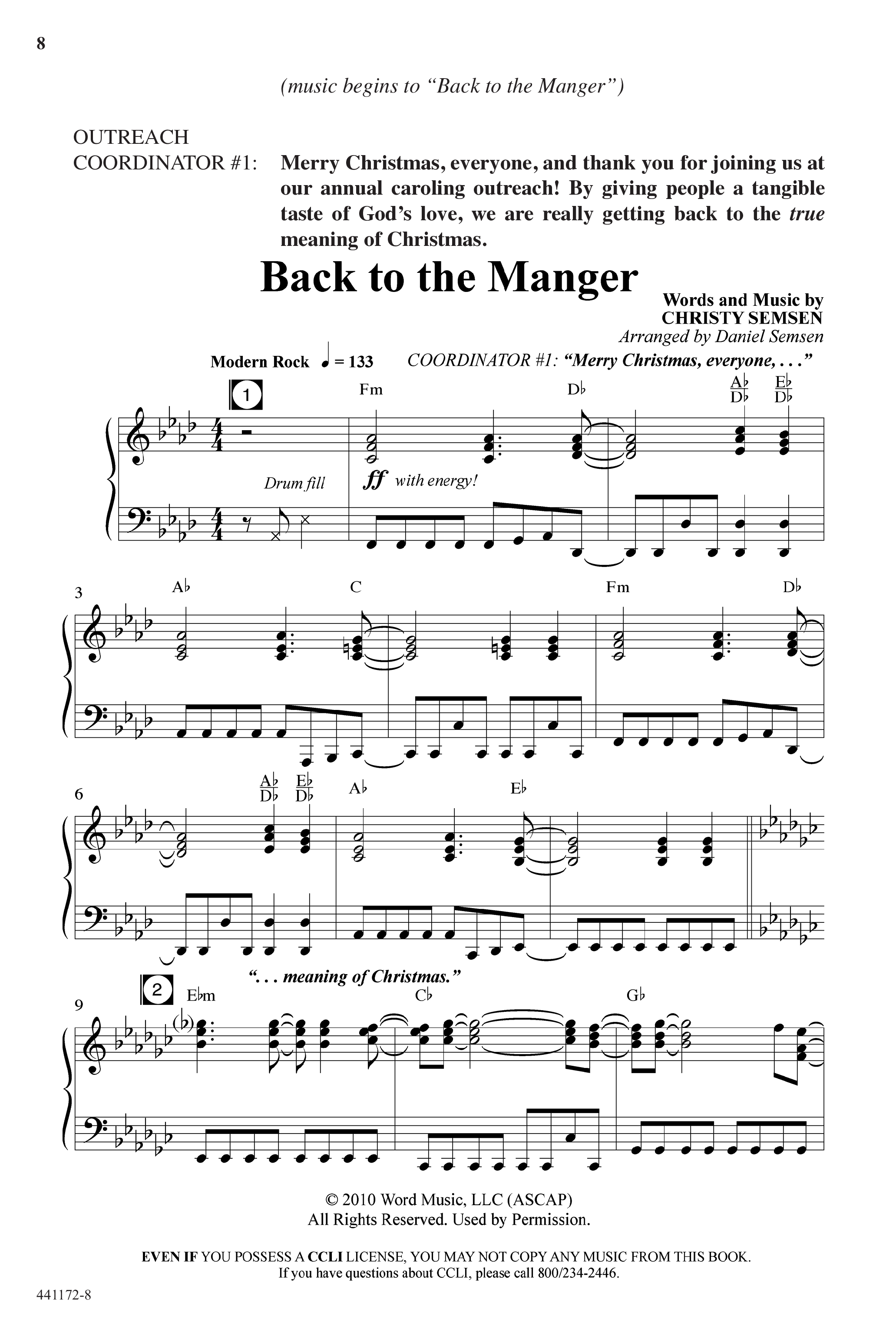 Back To The Manger (10 Song Choral Collection) Song 1 (Piano SATB) ()