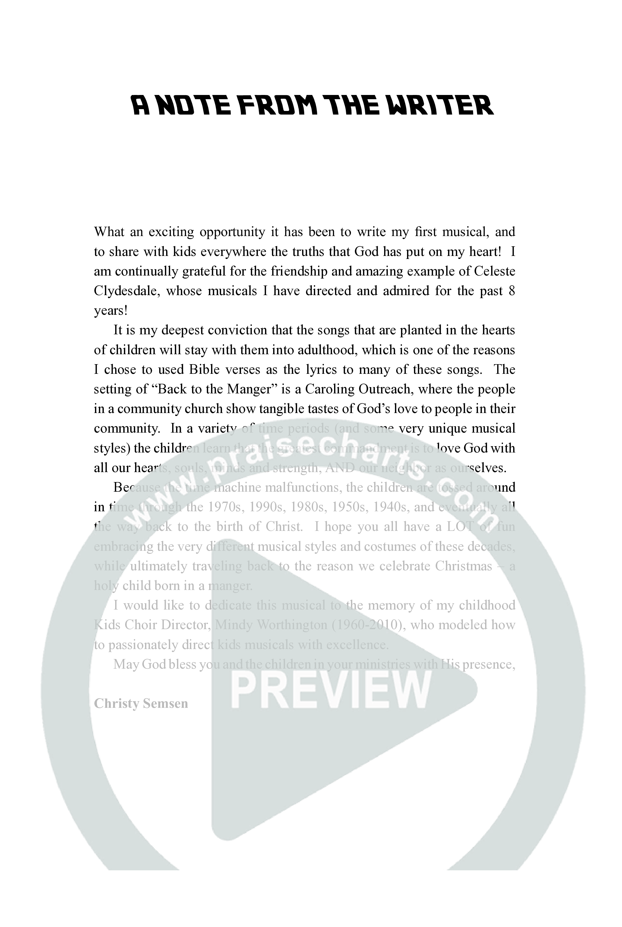 Back To The Manger (10 Song Choral Collection) Choral Book ()