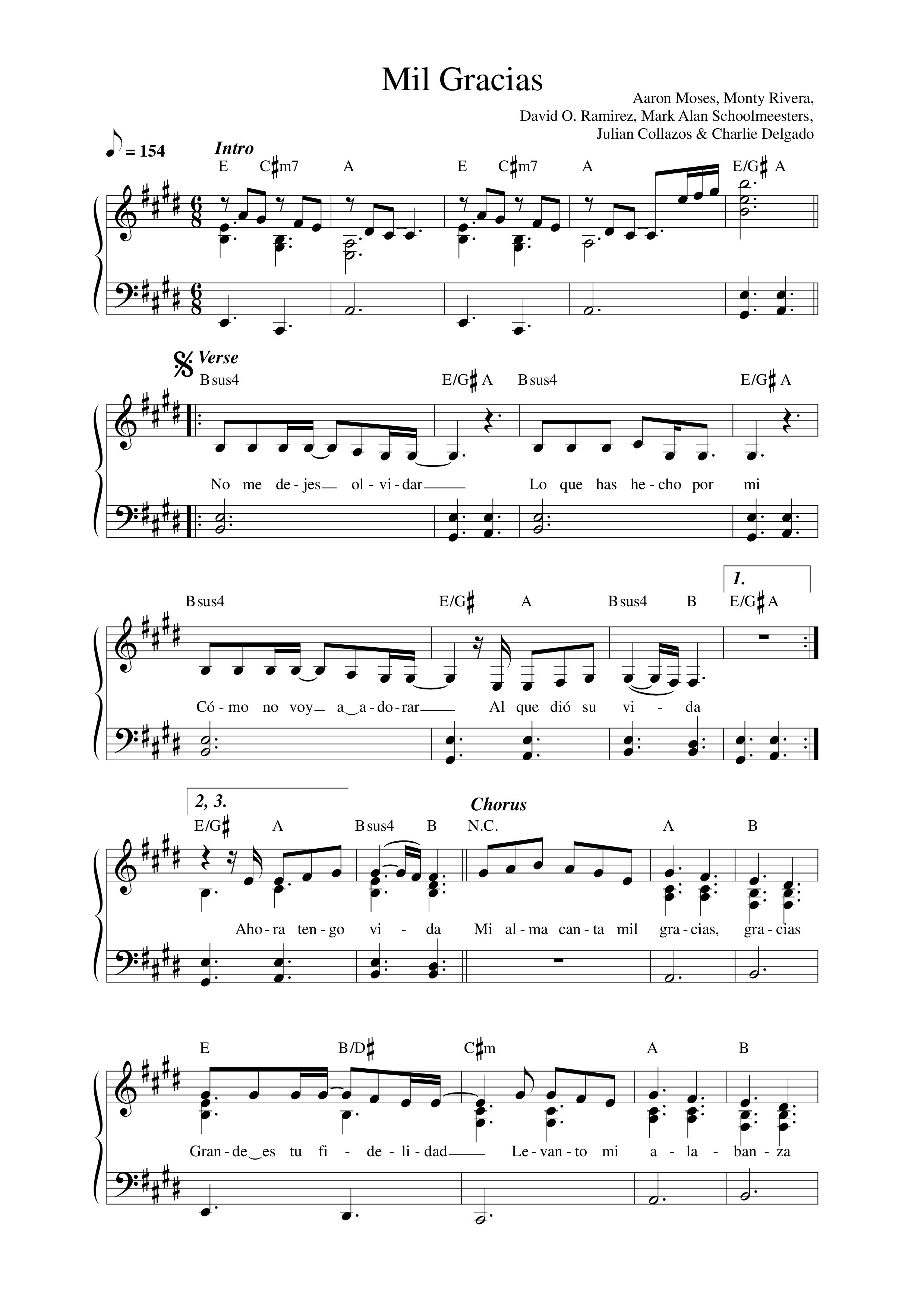 Mil Gracias Lead Sheet Melody (Aline Barros / Aaron Moses)