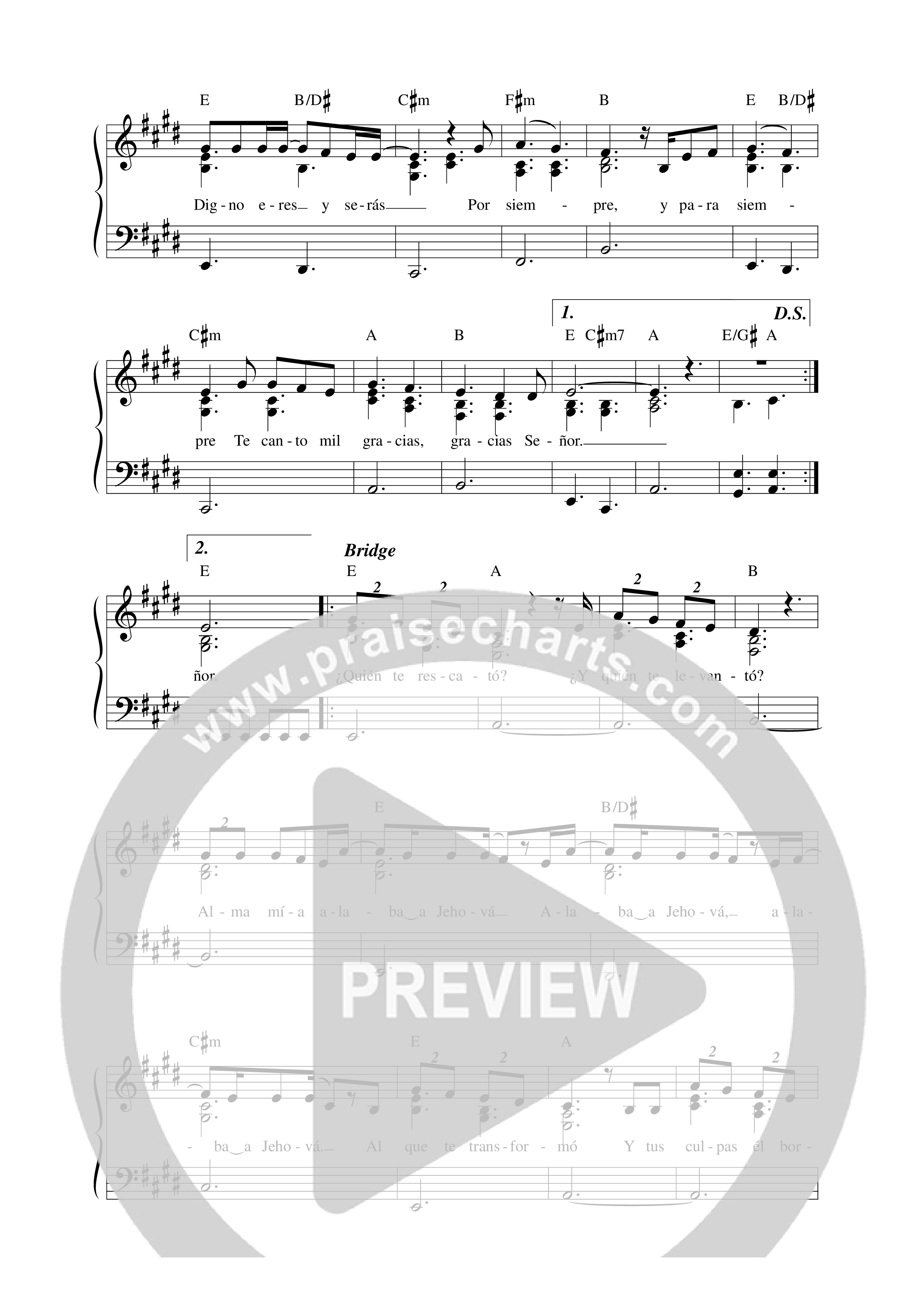 Mil Gracias Lead Sheet Melody (Aline Barros / Aaron Moses)