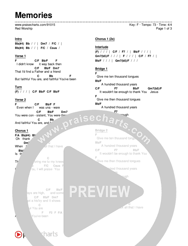 Memories Chords & Lyrics (Red Worship)