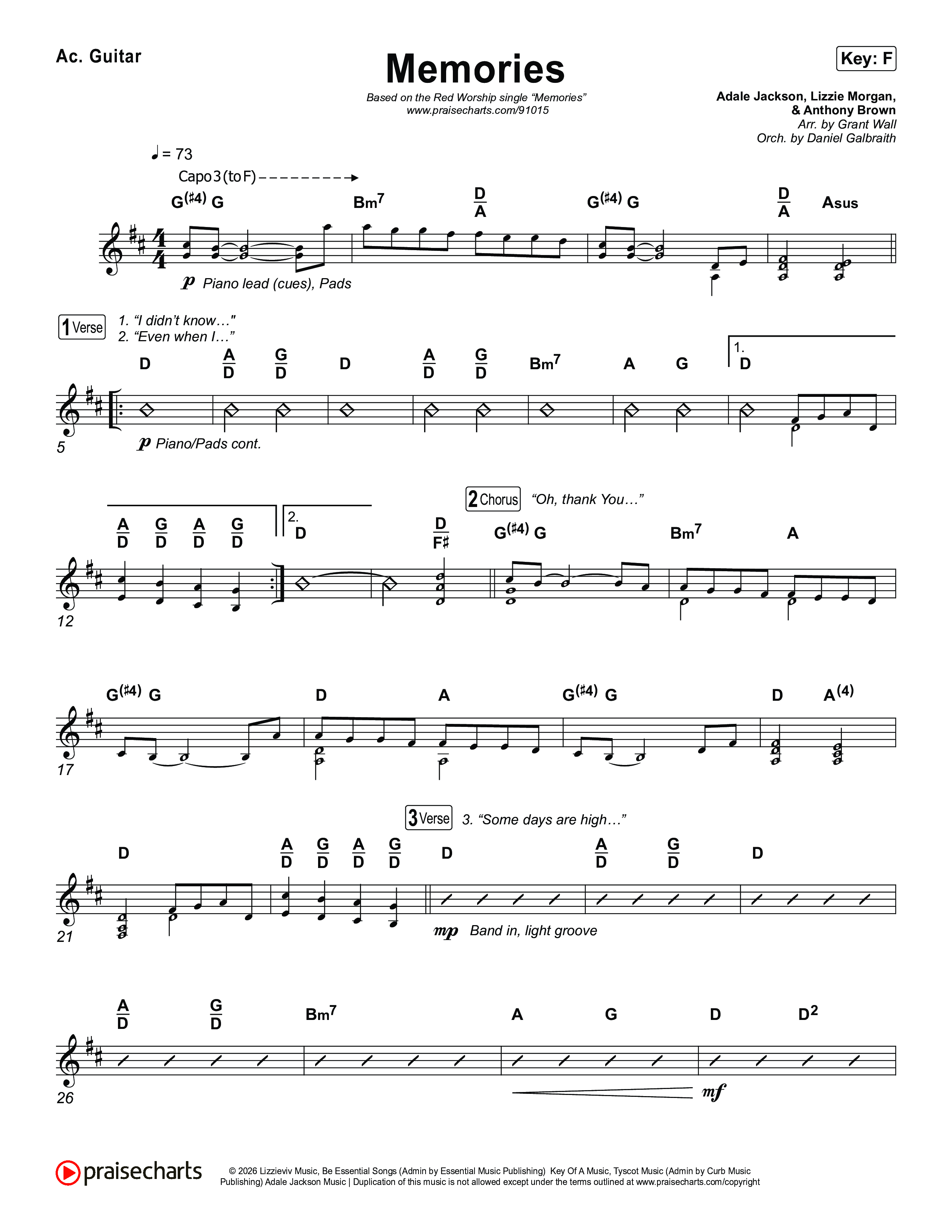 Memories Acoustic Guitar (Red Worship)
