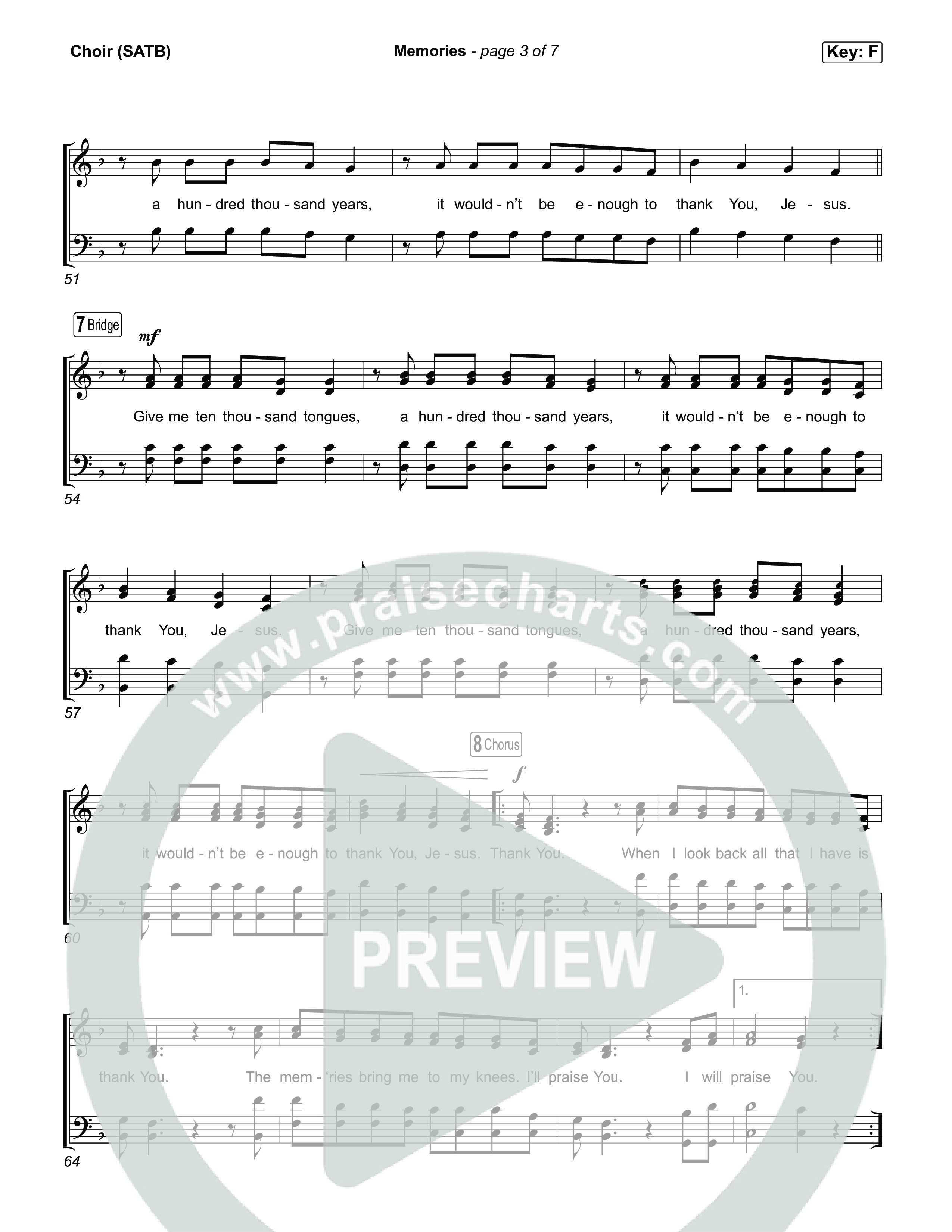 Memories Choir Sheet (SATB) (Red Worship)