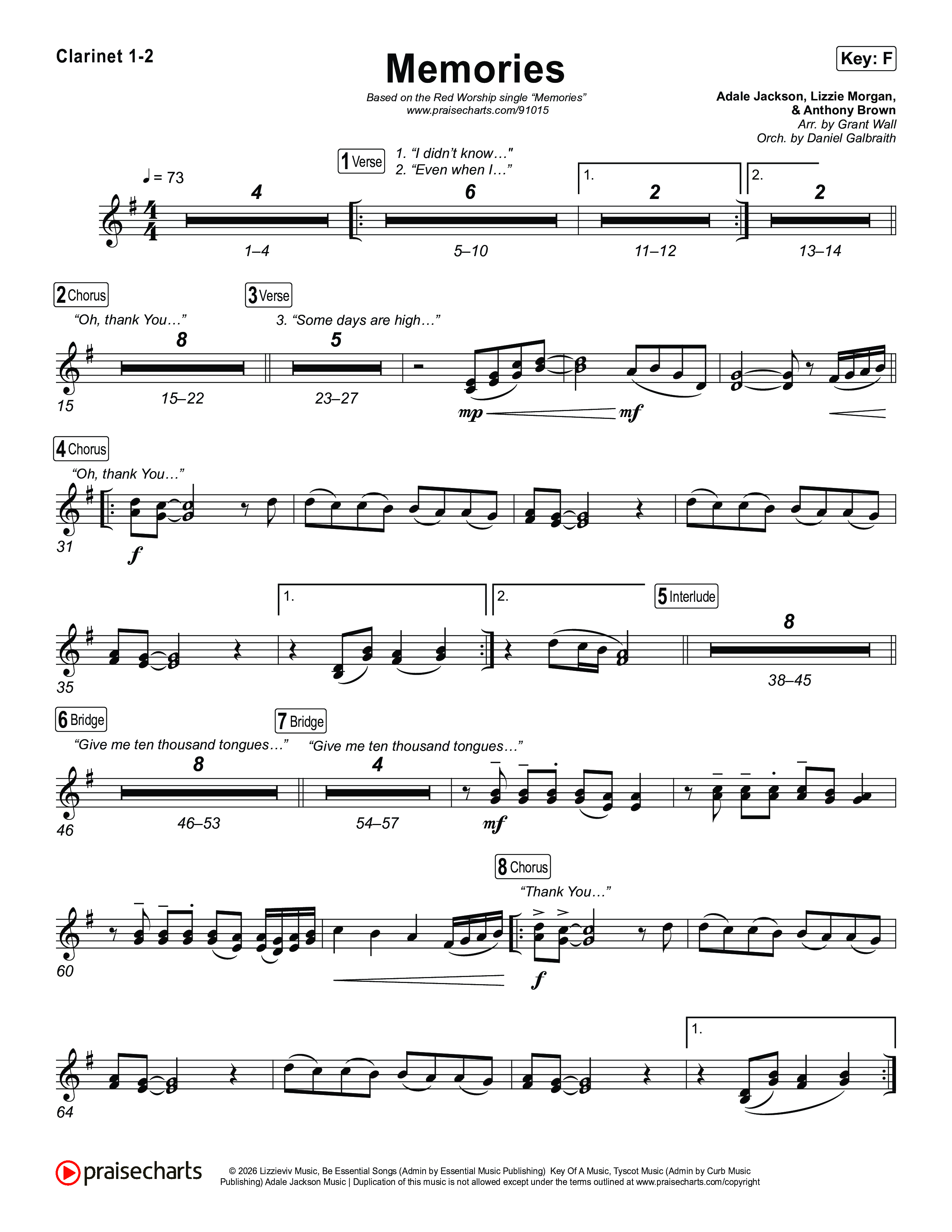 Memories Clarinet 1/2 (Red Worship)
