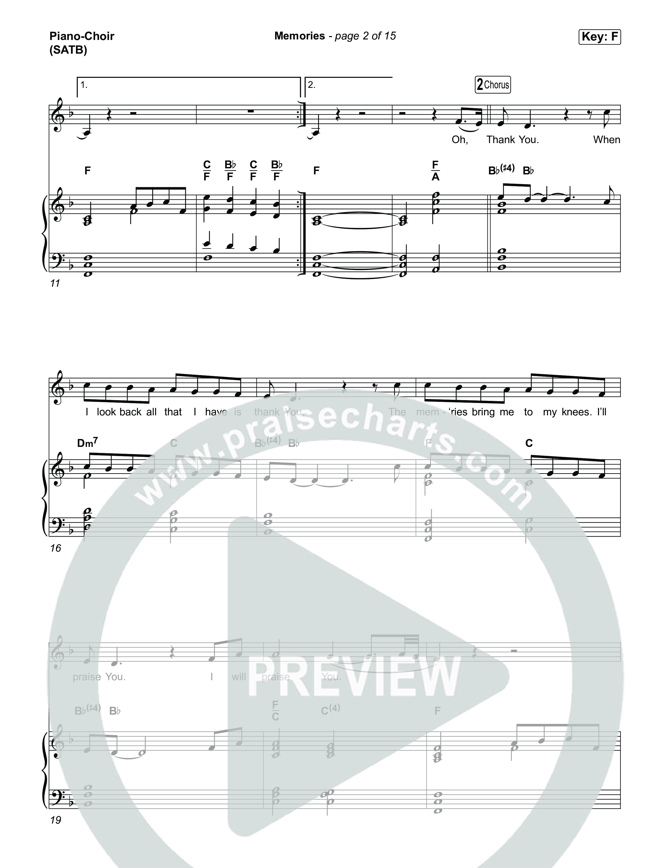 Memories Piano/Vocal (SATB) (Red Worship)