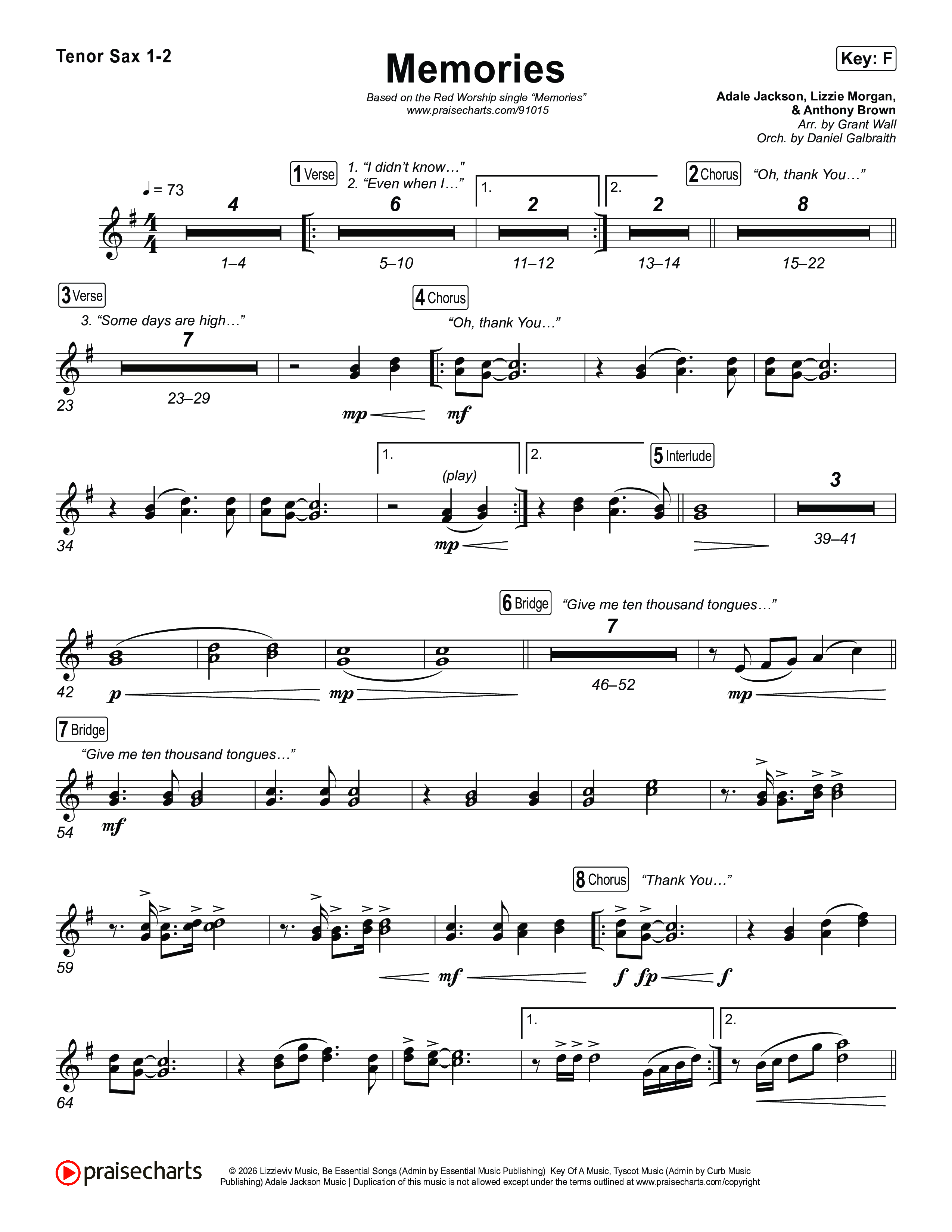 Memories Tenor Sax 1/2 (Red Worship)