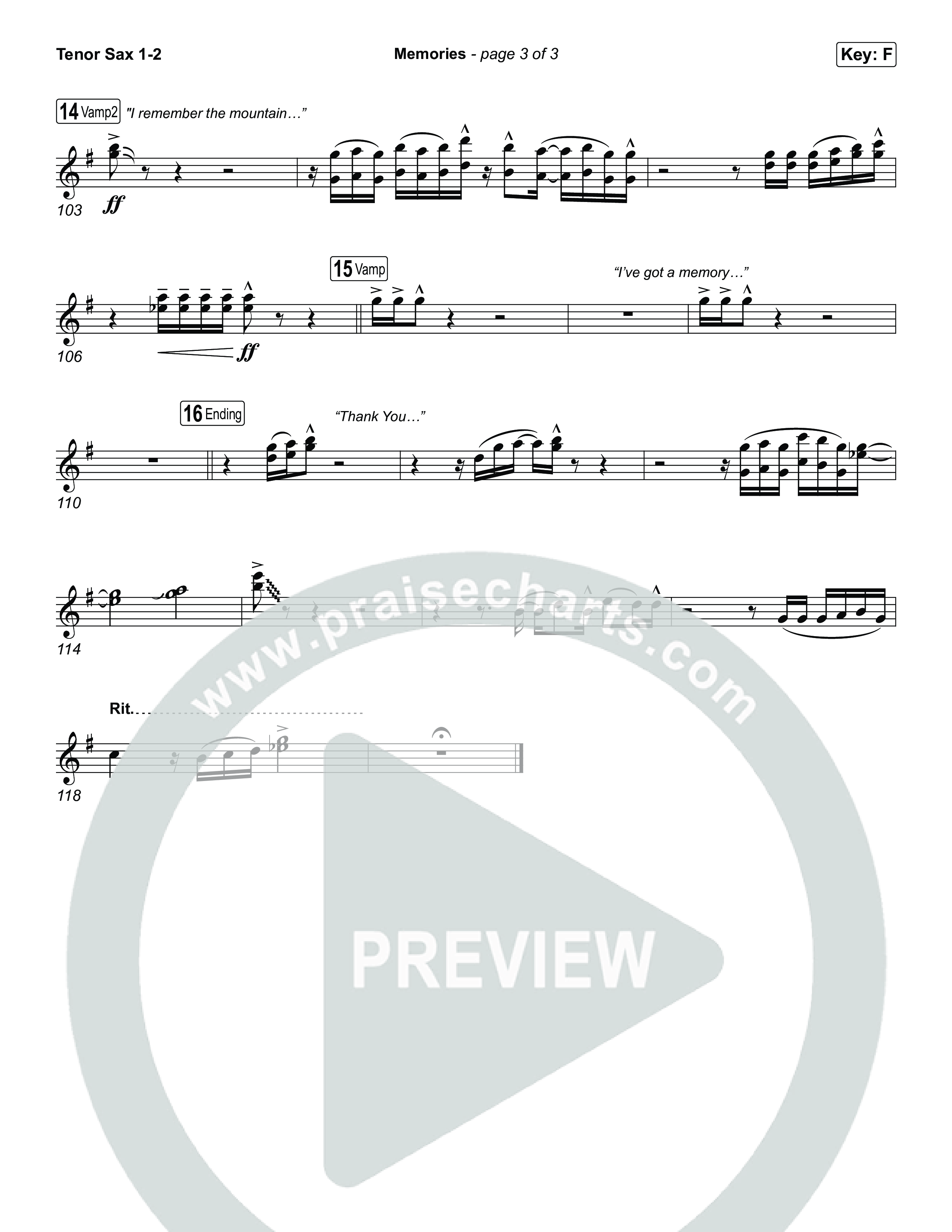 Memories Tenor Sax 1/2 (Red Worship)