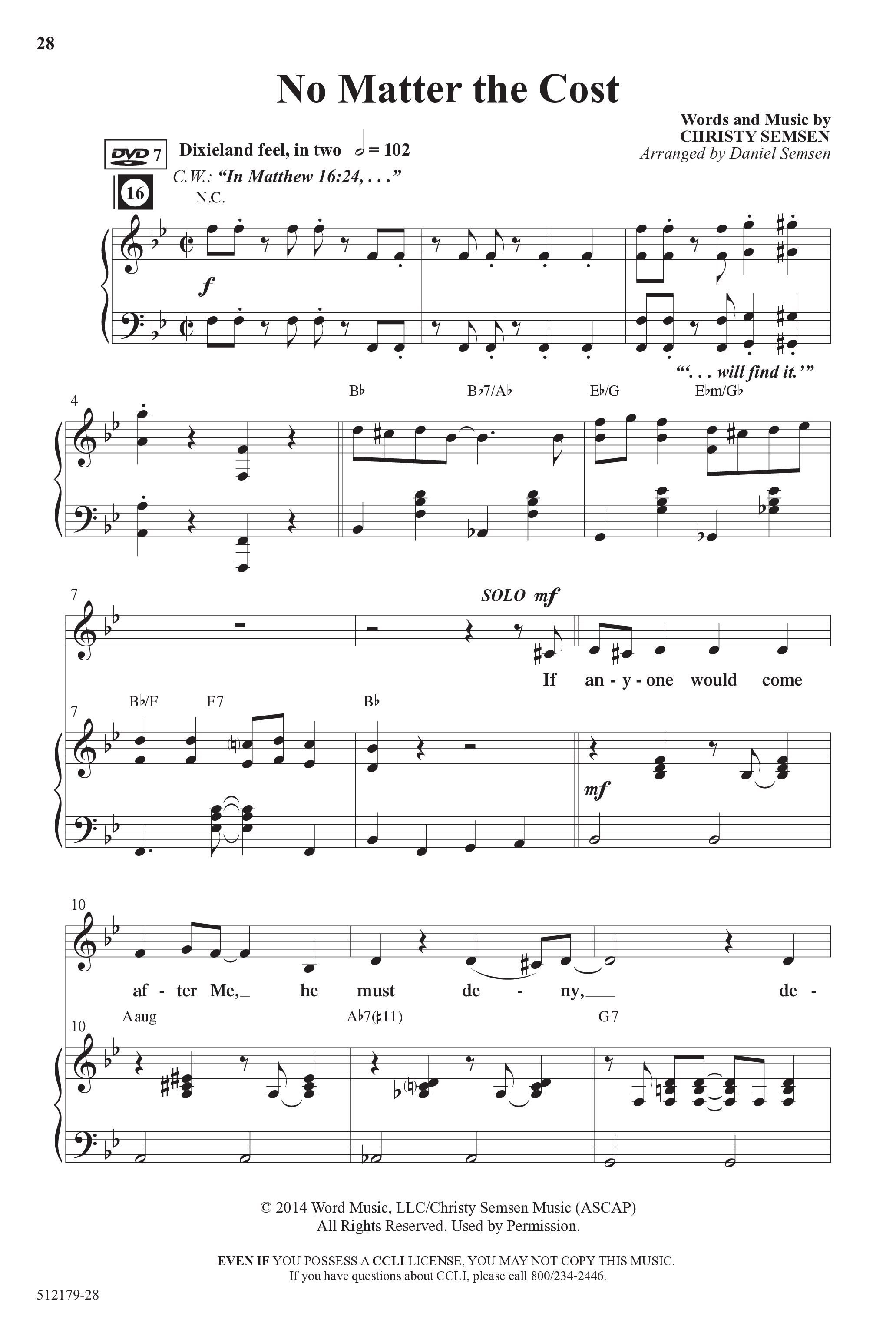 Back To The Cross (10 Song Choral Collection) Song 3 (Piano SATB) (Word Music Choral / Arr. Daniel Semsen)