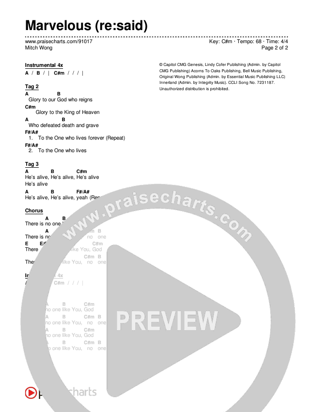 Marvelous (re:said) Chord Chart (Mitch Wong)