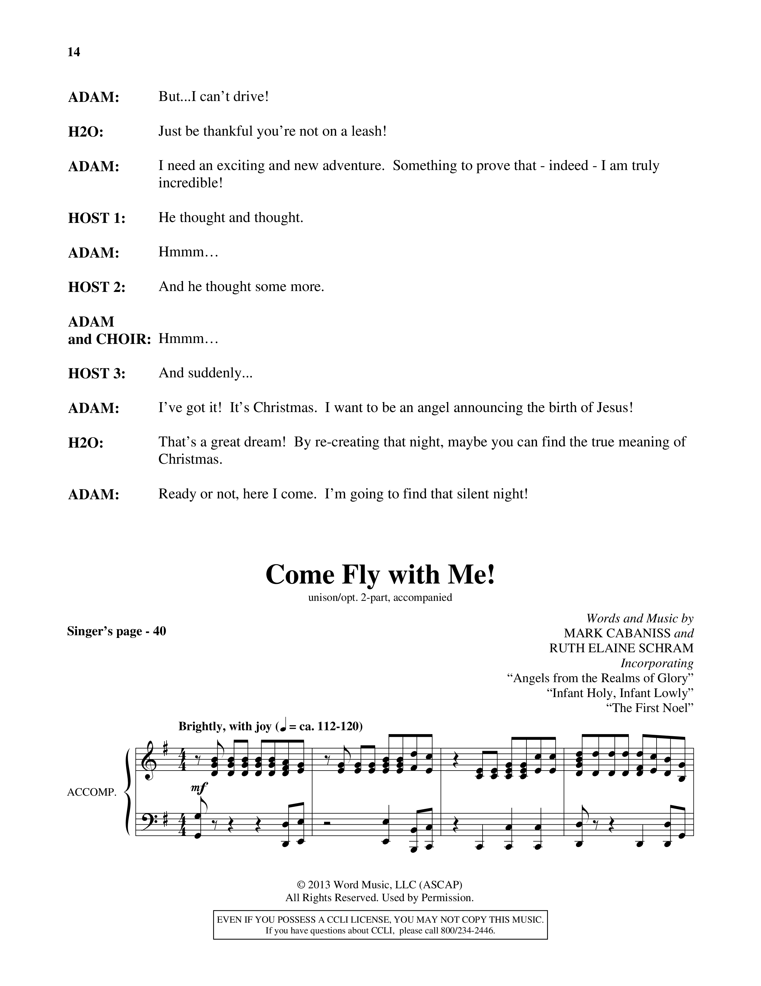 The Incredible Adam Angel (6 Song Choral Collection) Song 3 (Piano SATB) (Orch. Ted Wilson)