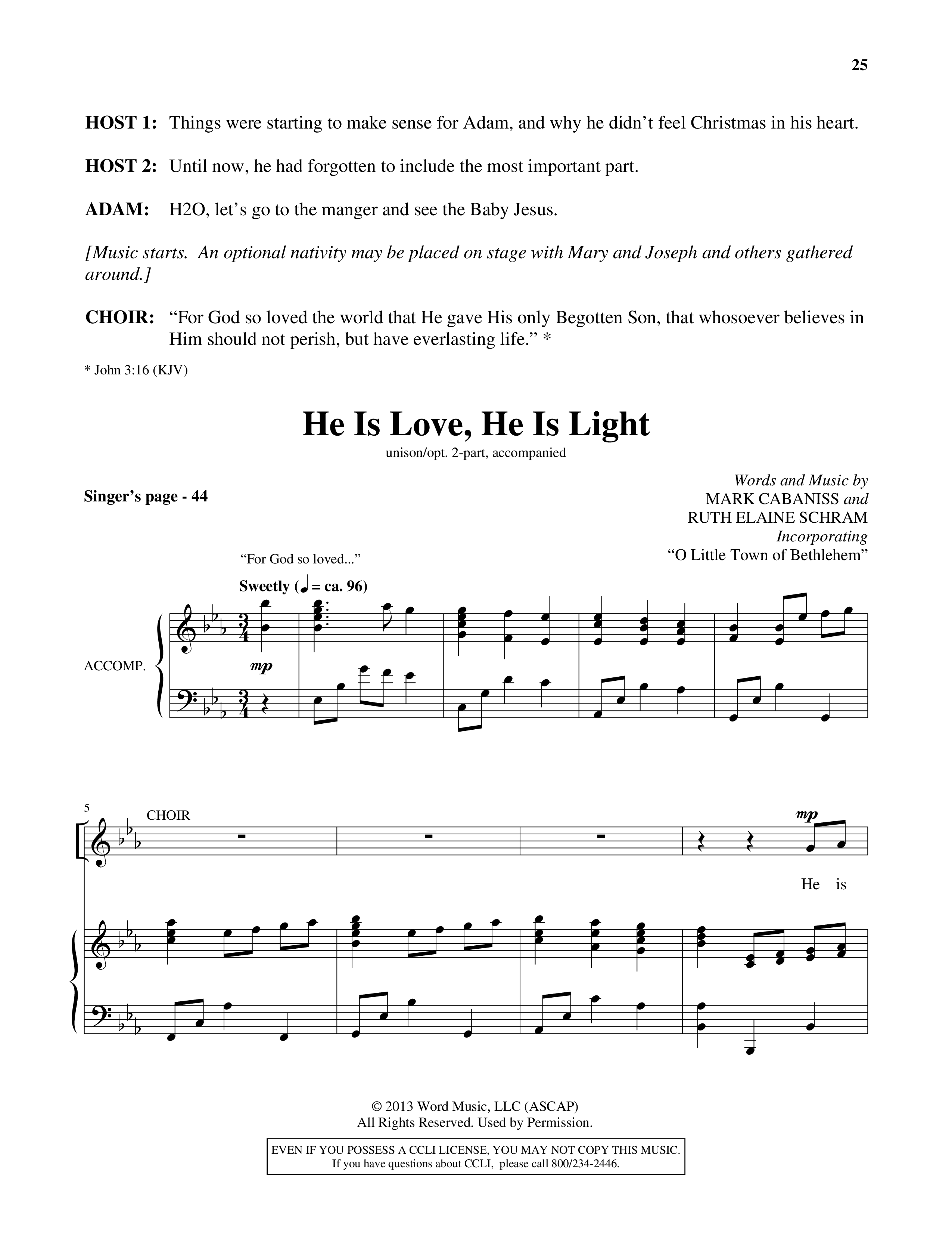 The Incredible Adam Angel (6 Song Choral Collection) Song 5 (Piano SATB) (Orch. Ted Wilson)