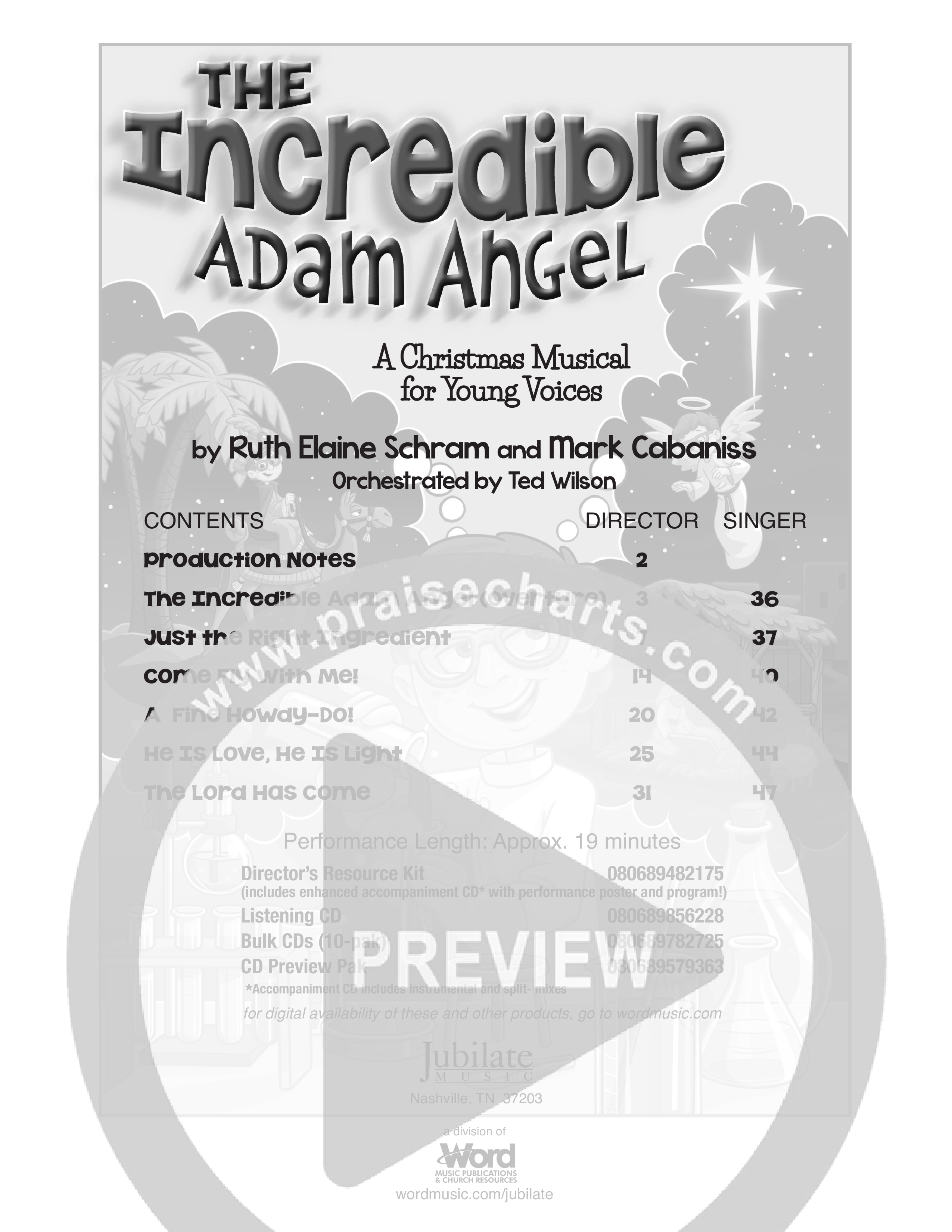 The Incredible Adam Angel (6 Song Choral Collection) Choral Book (Orch. Ted Wilson)