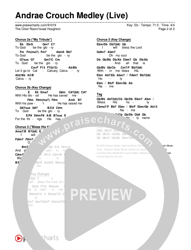 Andrae Crouch Medley (Live) Chords & Lyrics (The Choir Room / Israel Houghton)