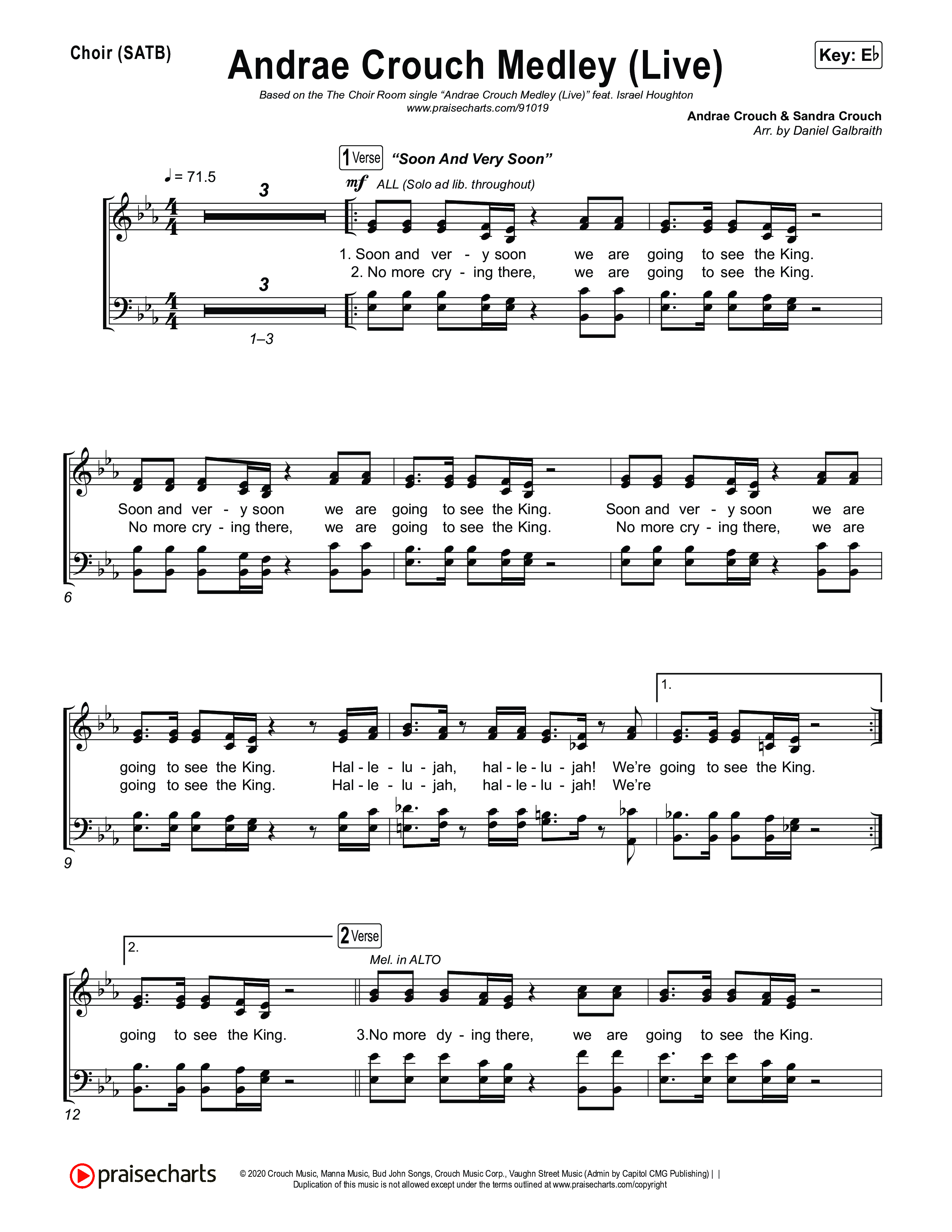 Andrae Crouch Medley (Live) Choir Sheet (SATB) (The Choir Room / Israel Houghton)