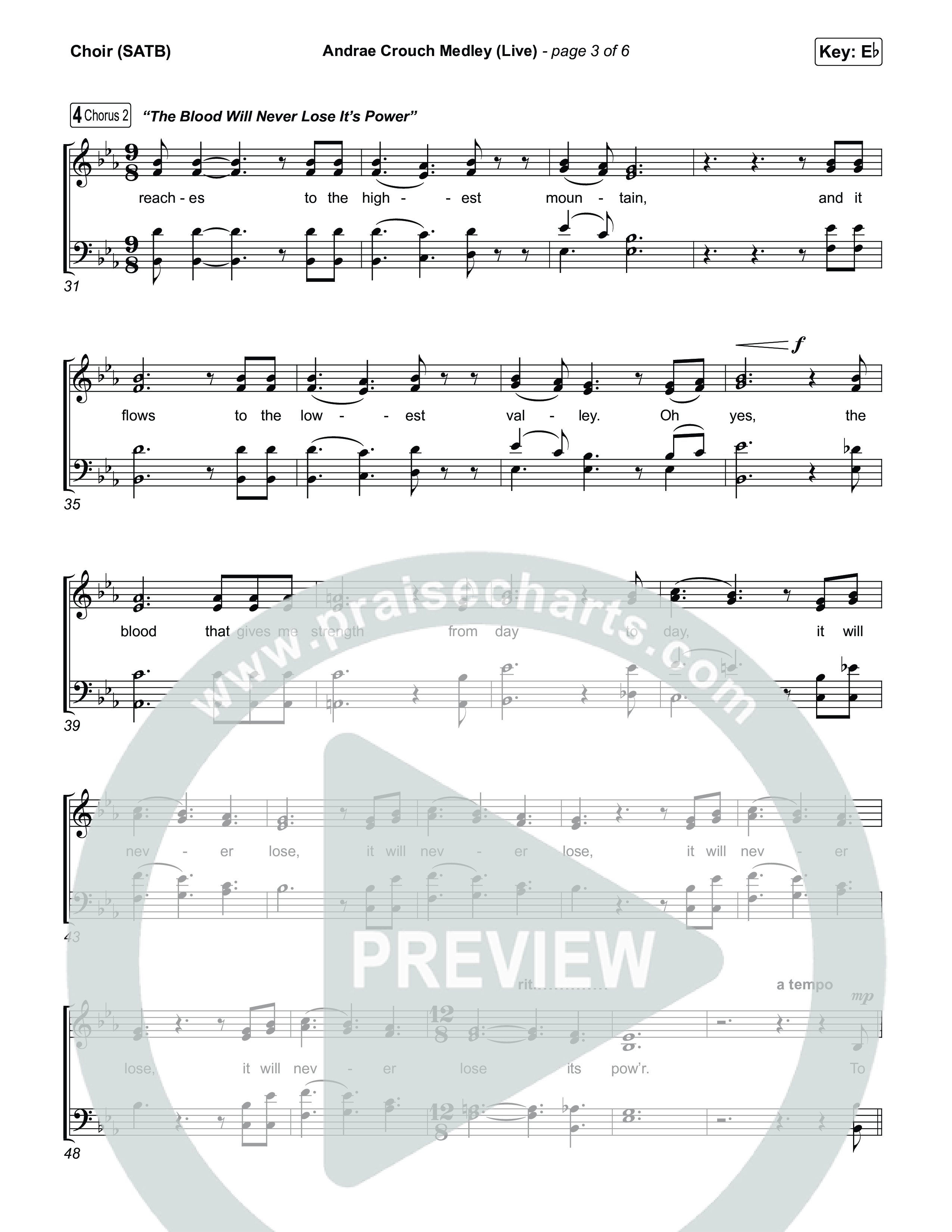 Andrae Crouch Medley (Live) Choir Sheet (SATB) (The Choir Room / Israel Houghton)