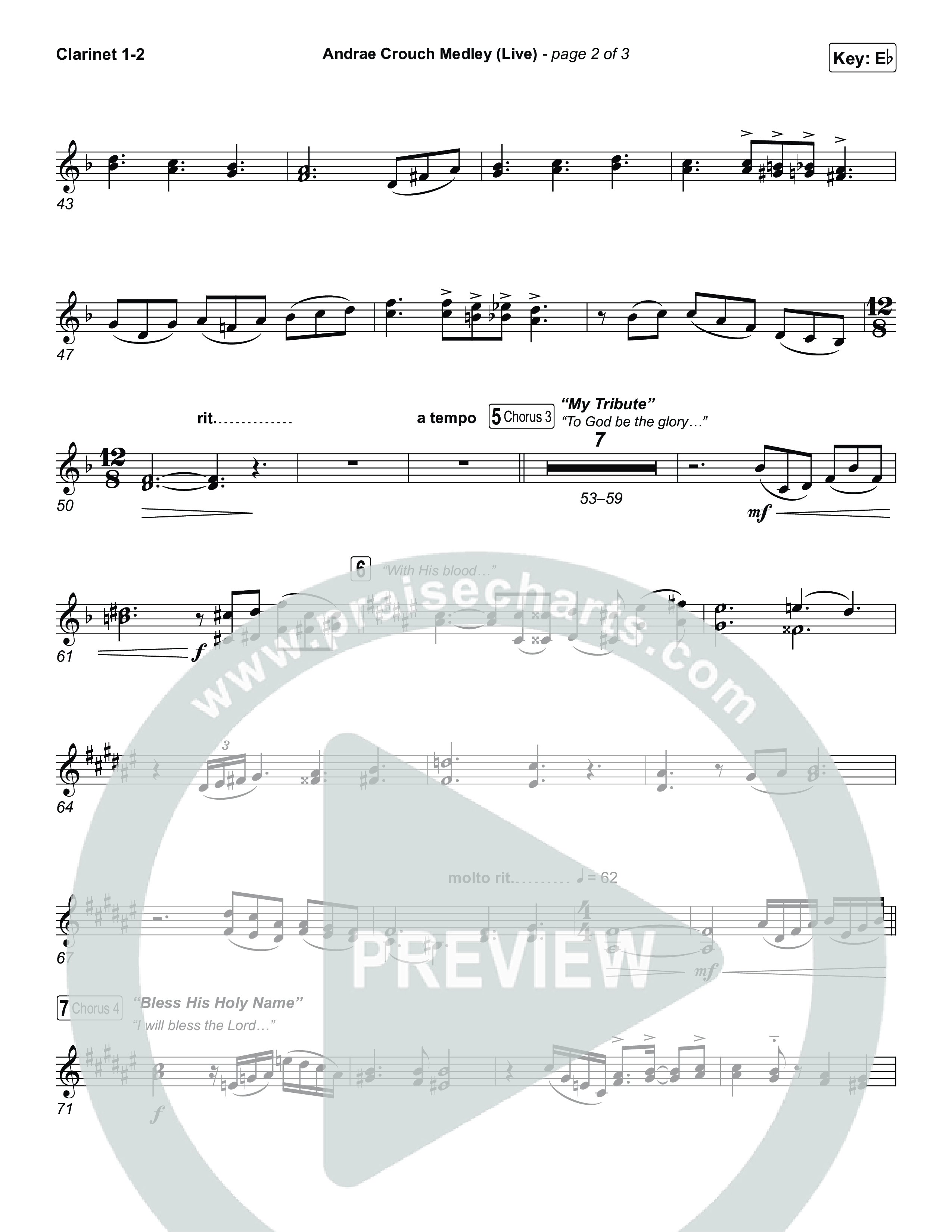 Andrae Crouch Medley (Live) Clarinet 1,2 (The Choir Room / Israel Houghton)
