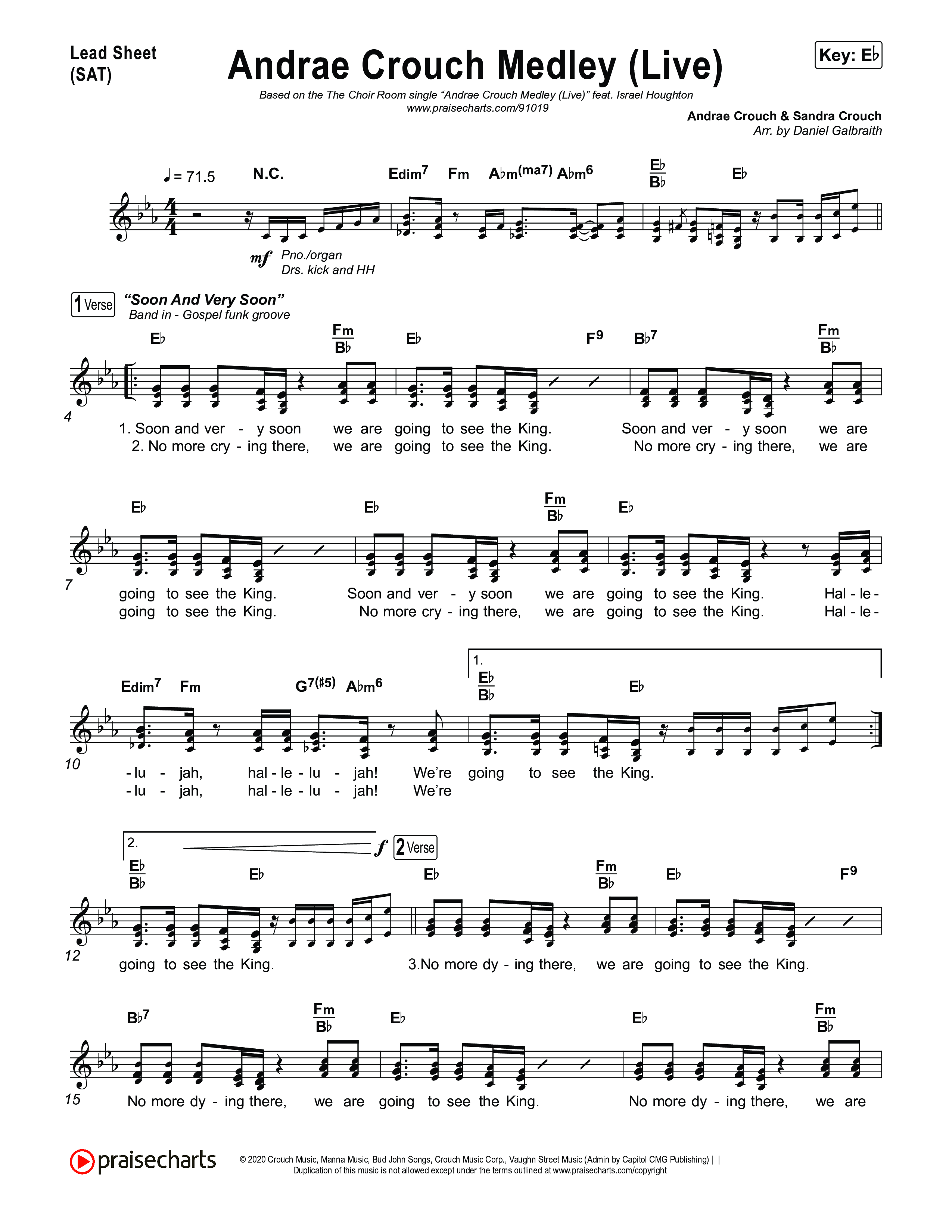 Andrae Crouch Medley (Live) Lead Sheet (SAT) (The Choir Room / Israel Houghton)