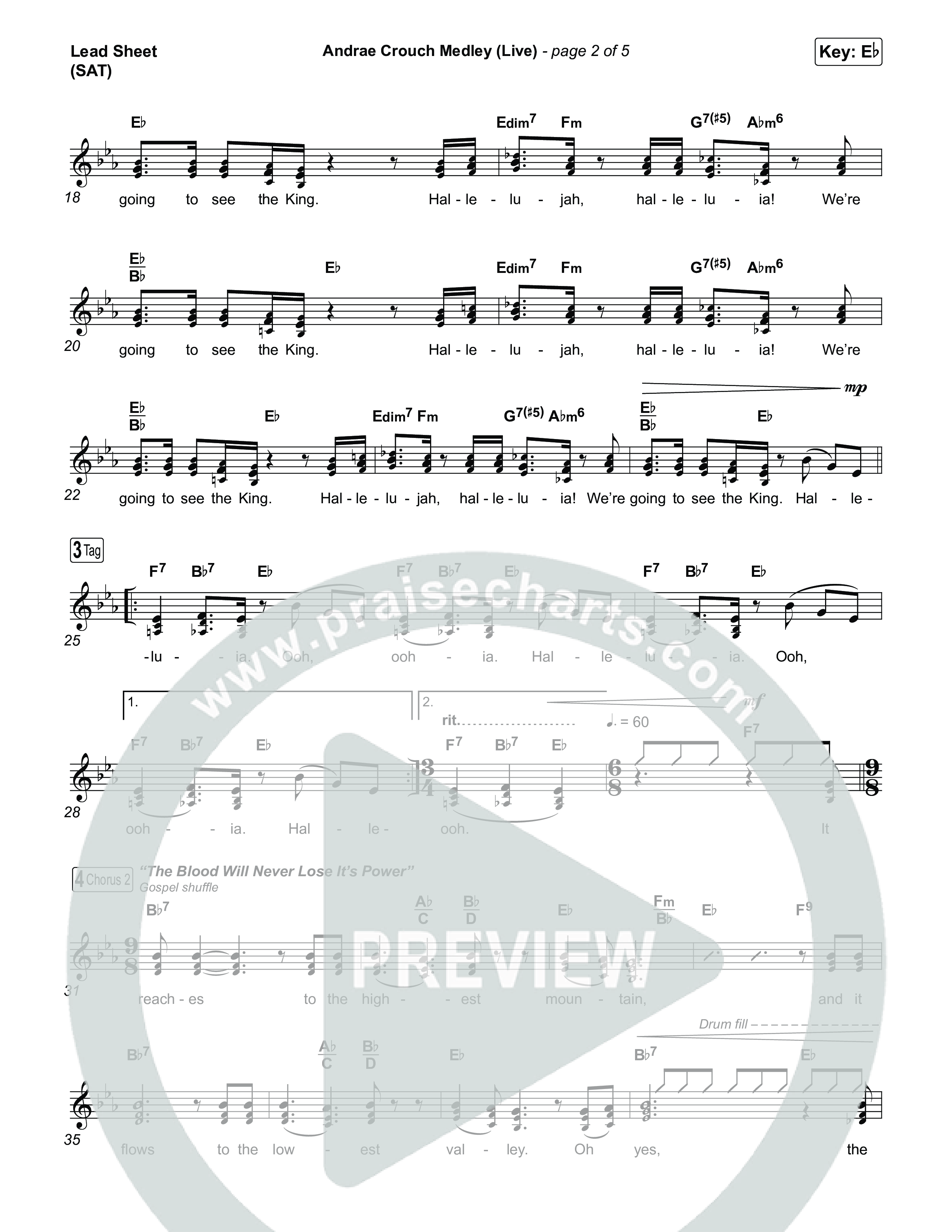 Andrae Crouch Medley (Live) Lead Sheet (SAT) (The Choir Room / Israel Houghton)