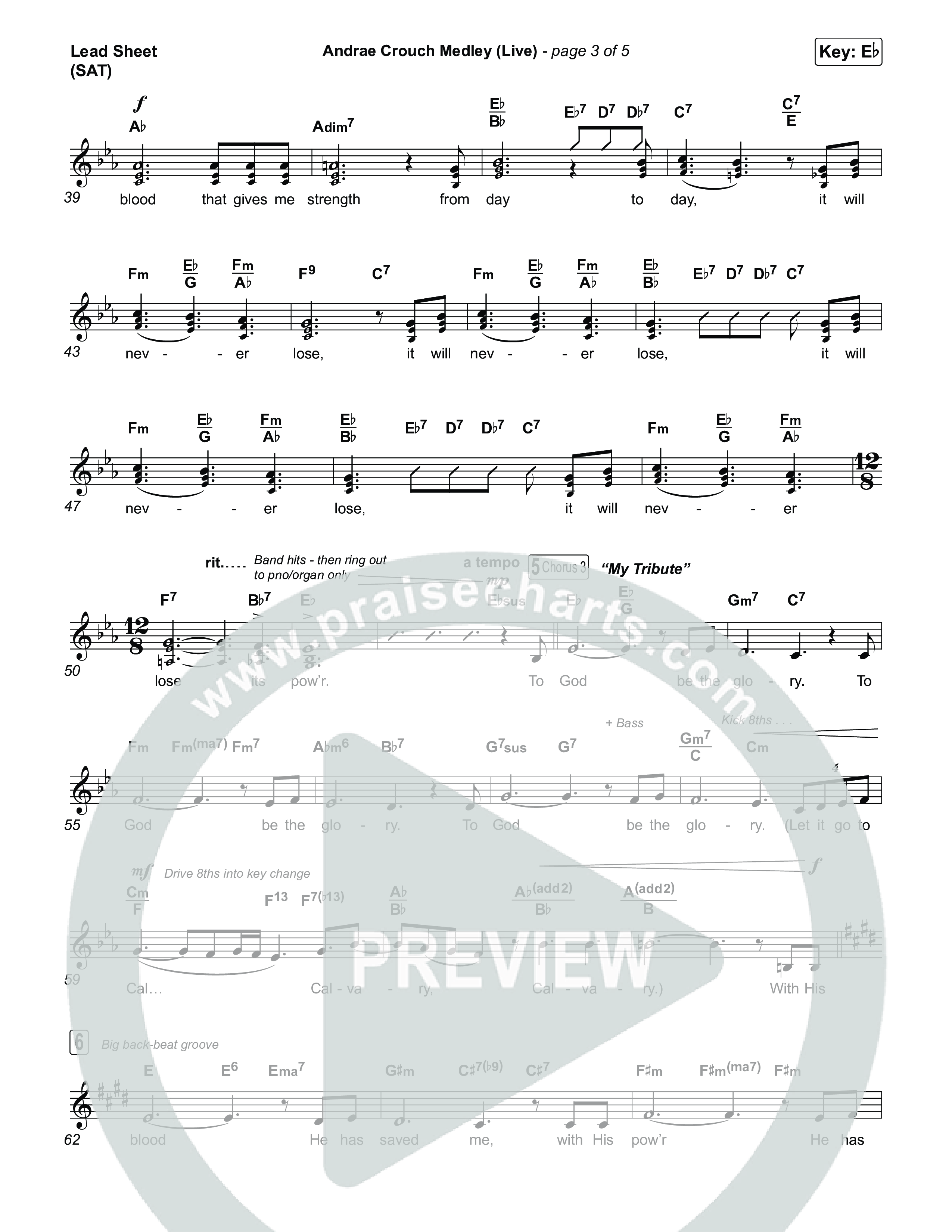 Andrae Crouch Medley (Live) Lead Sheet (SAT) (The Choir Room / Israel Houghton)